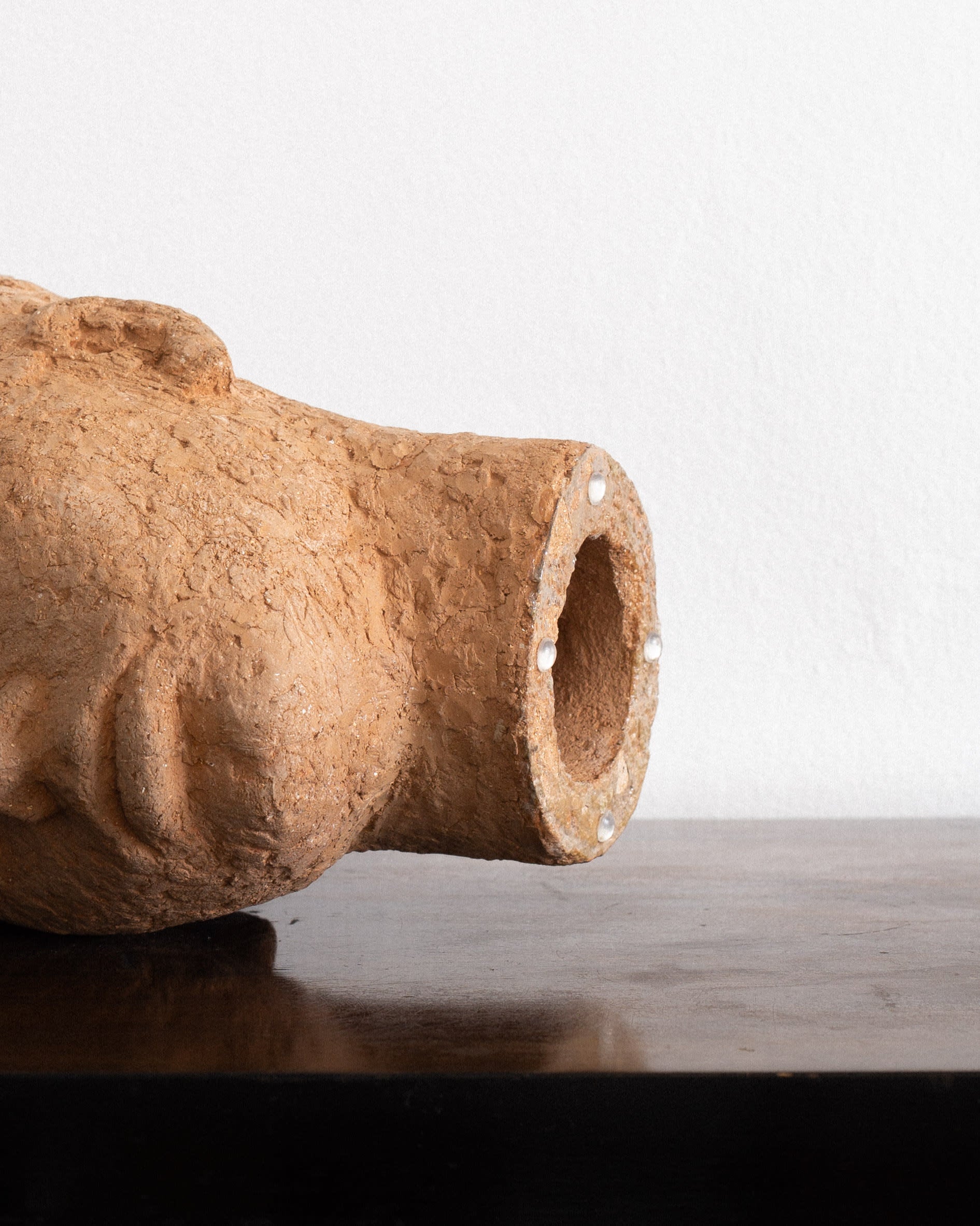 Mid Century Terracotta Sculpture by Birgit Wiberg-Stefelt, Sweden, 1950s — side view showing textured terracotta surface