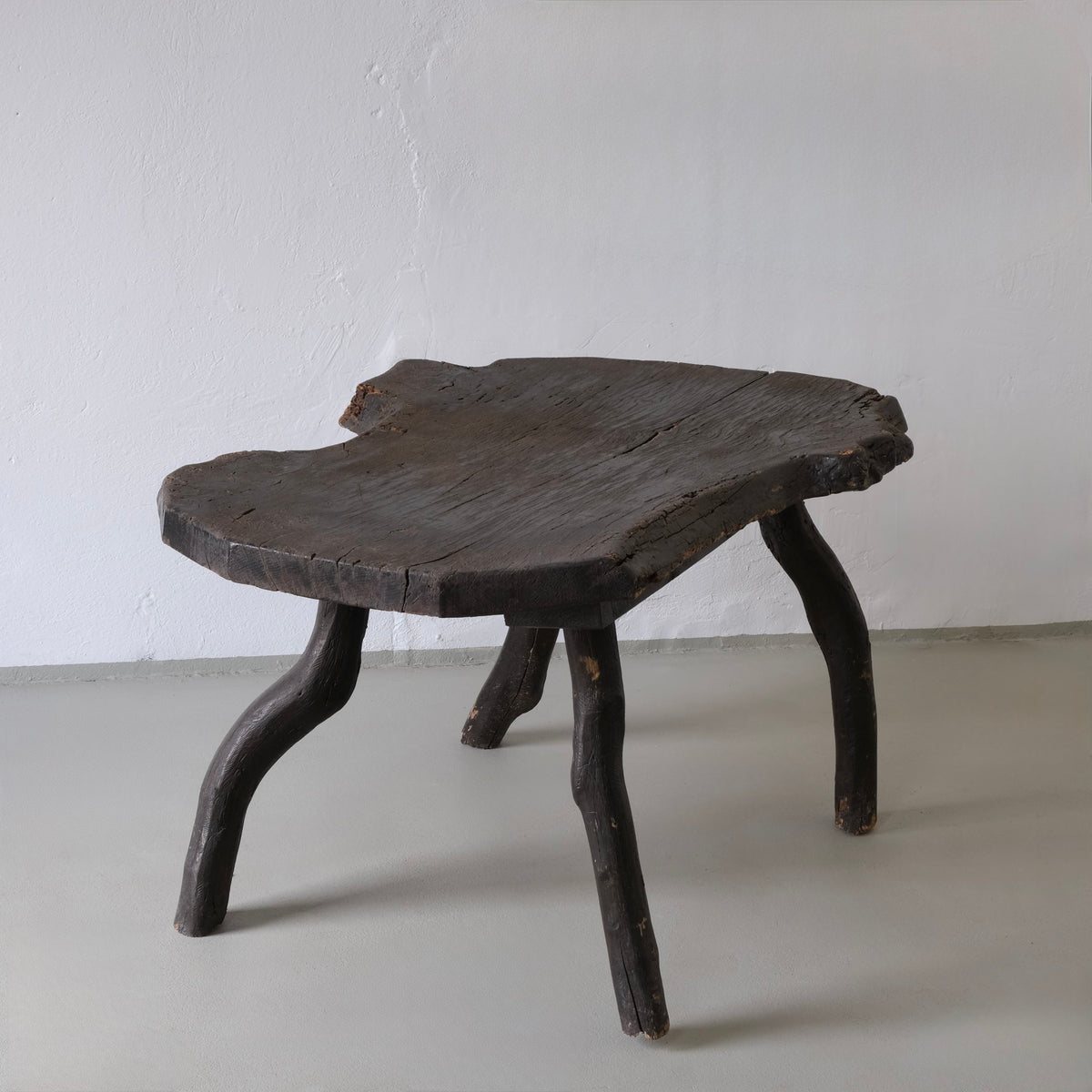 Wabi-Sabi Rustic Dark Wood Side Table | Belgium | Vintage — lifestyle setting