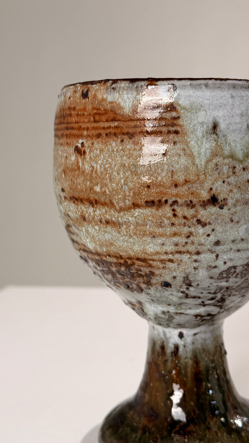 Stoneware Chalice by Cécile Dein, France, circa 1970 — close-up of textured ceramic surface