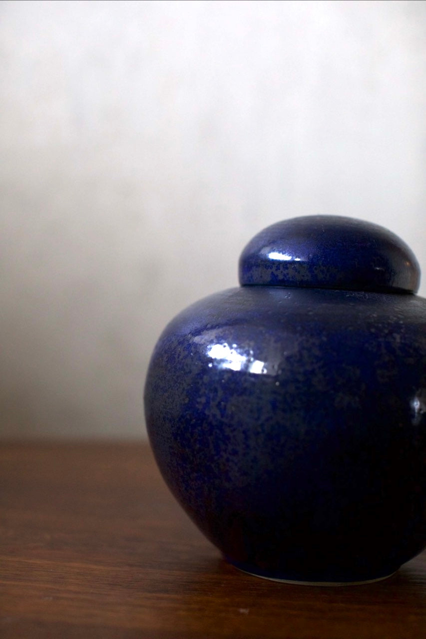 Ceramic Bowl — top view of deep blue glaze finish