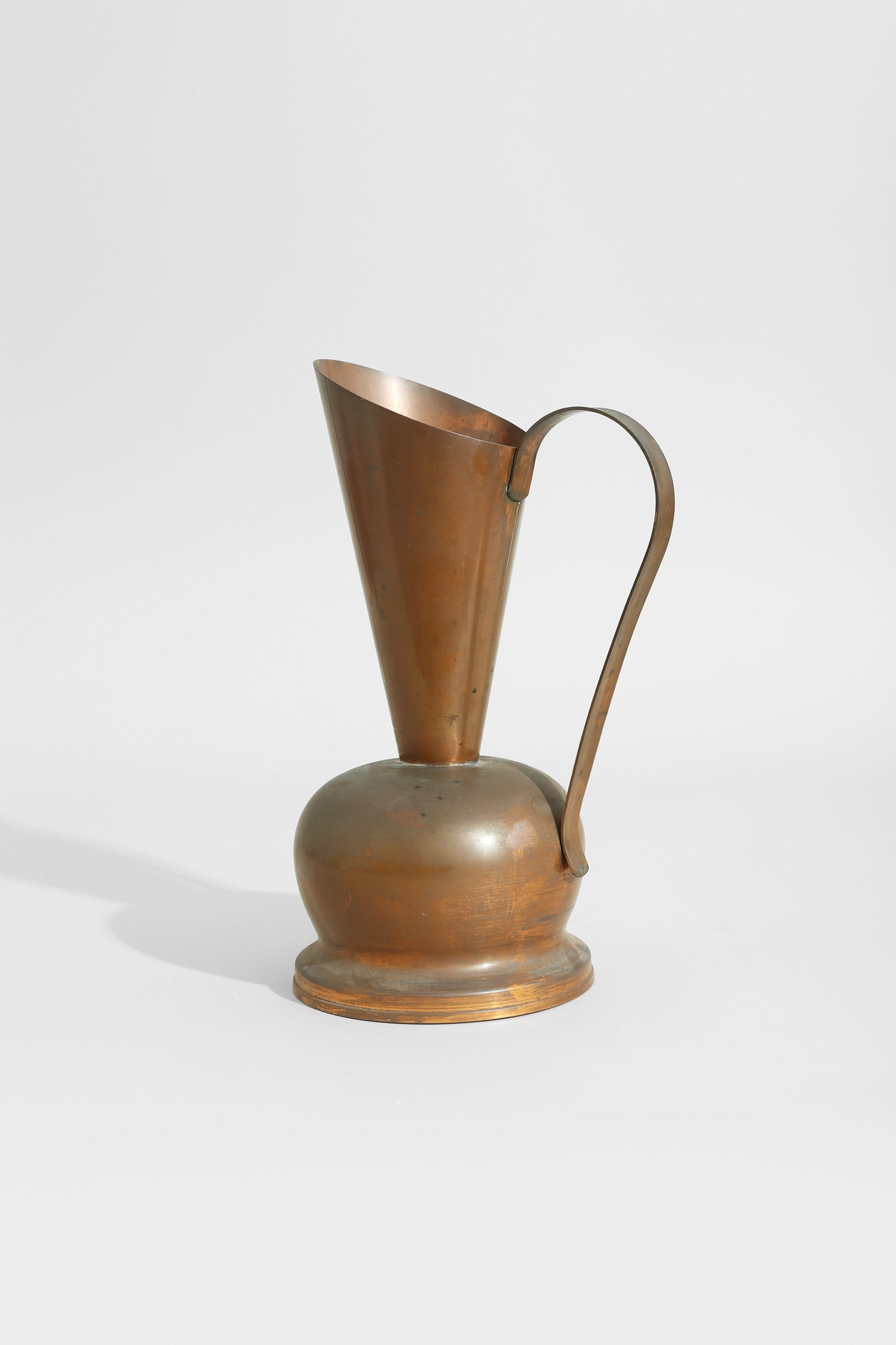 Copper Sculpture Pitcher — side angle