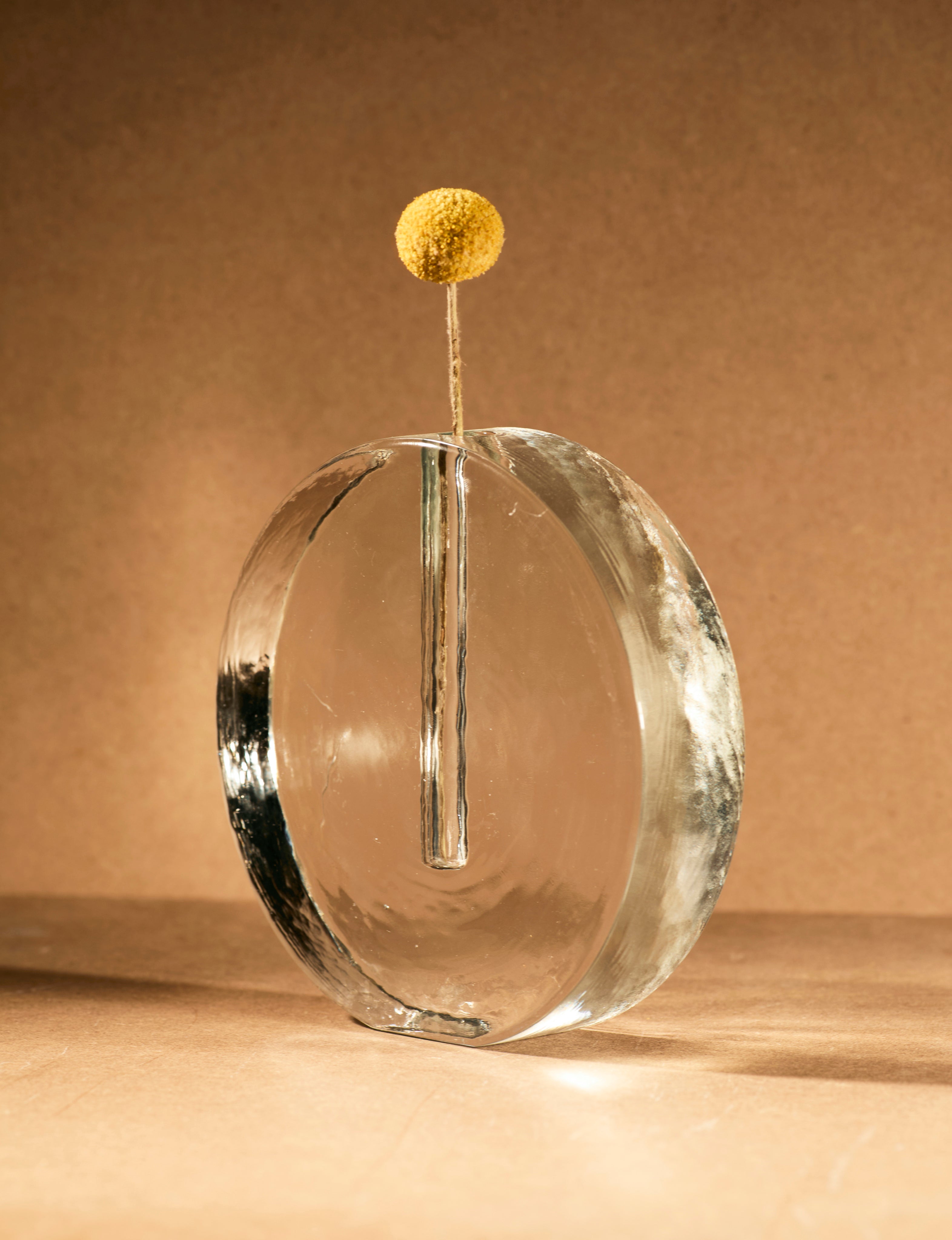 Vintage Scandinavian Clear Vase in Glass and Clear Glass (large) — back view on neutral background