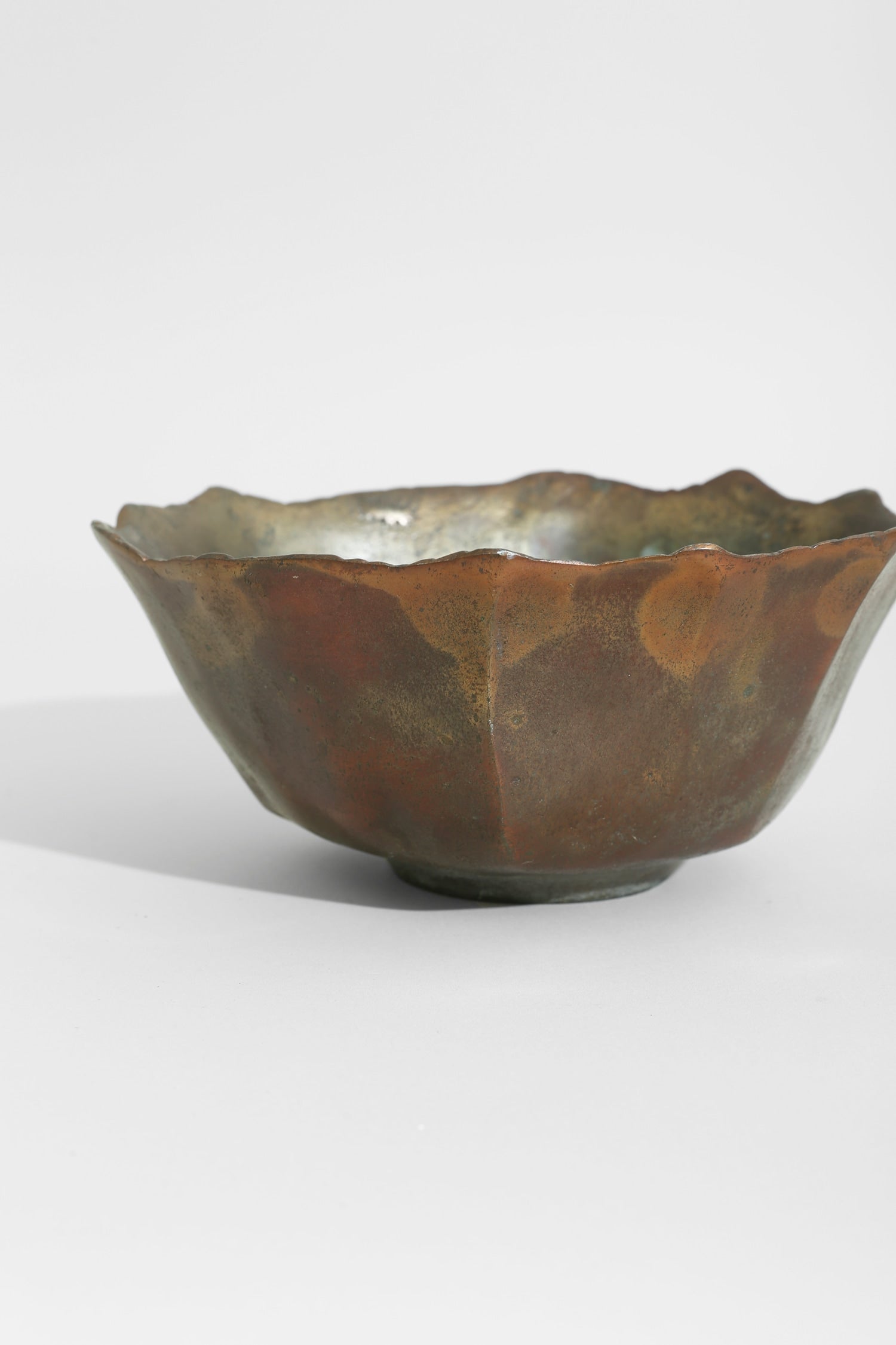 Bronze Organic Metal Bowl — side angle