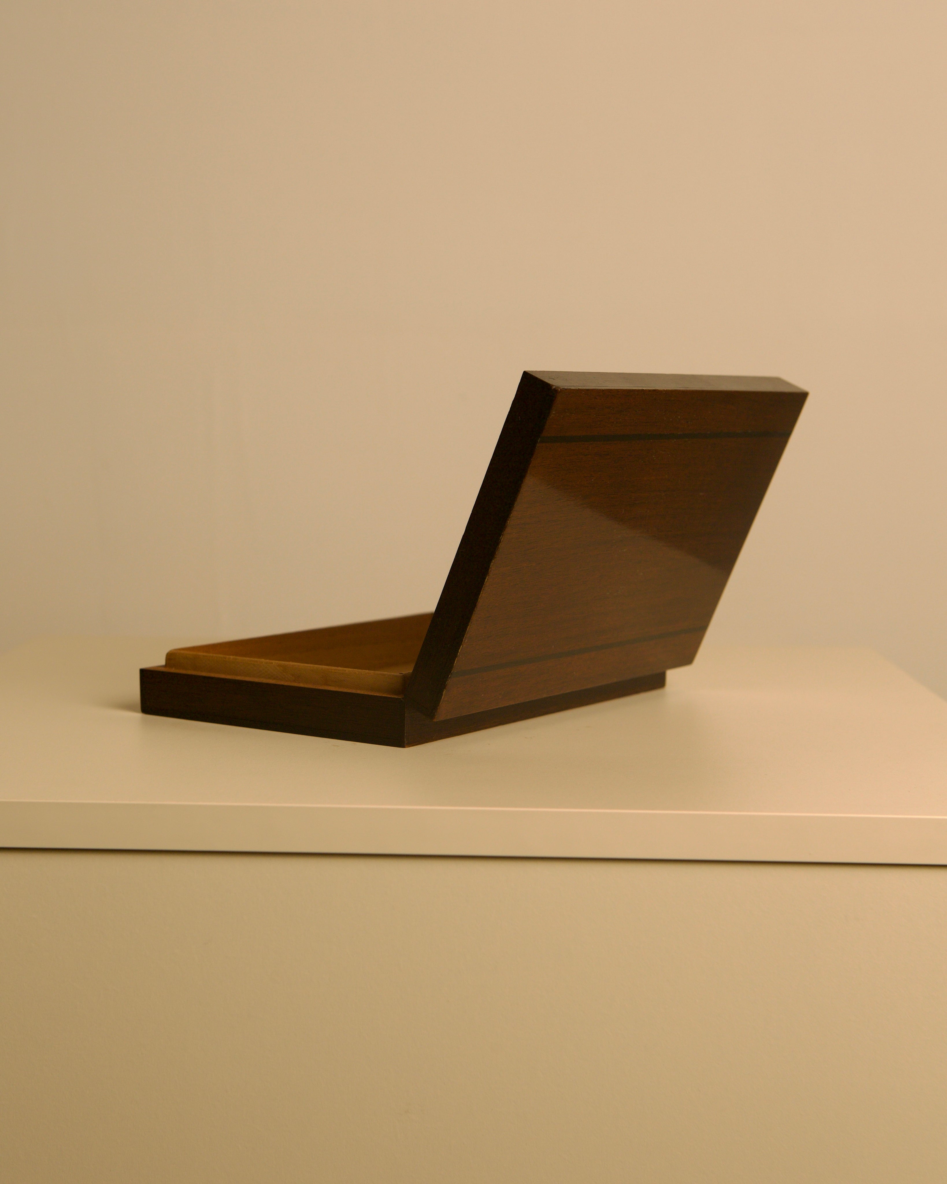 Large Rectangular Box, 1960s — side angle showing dark wood finish