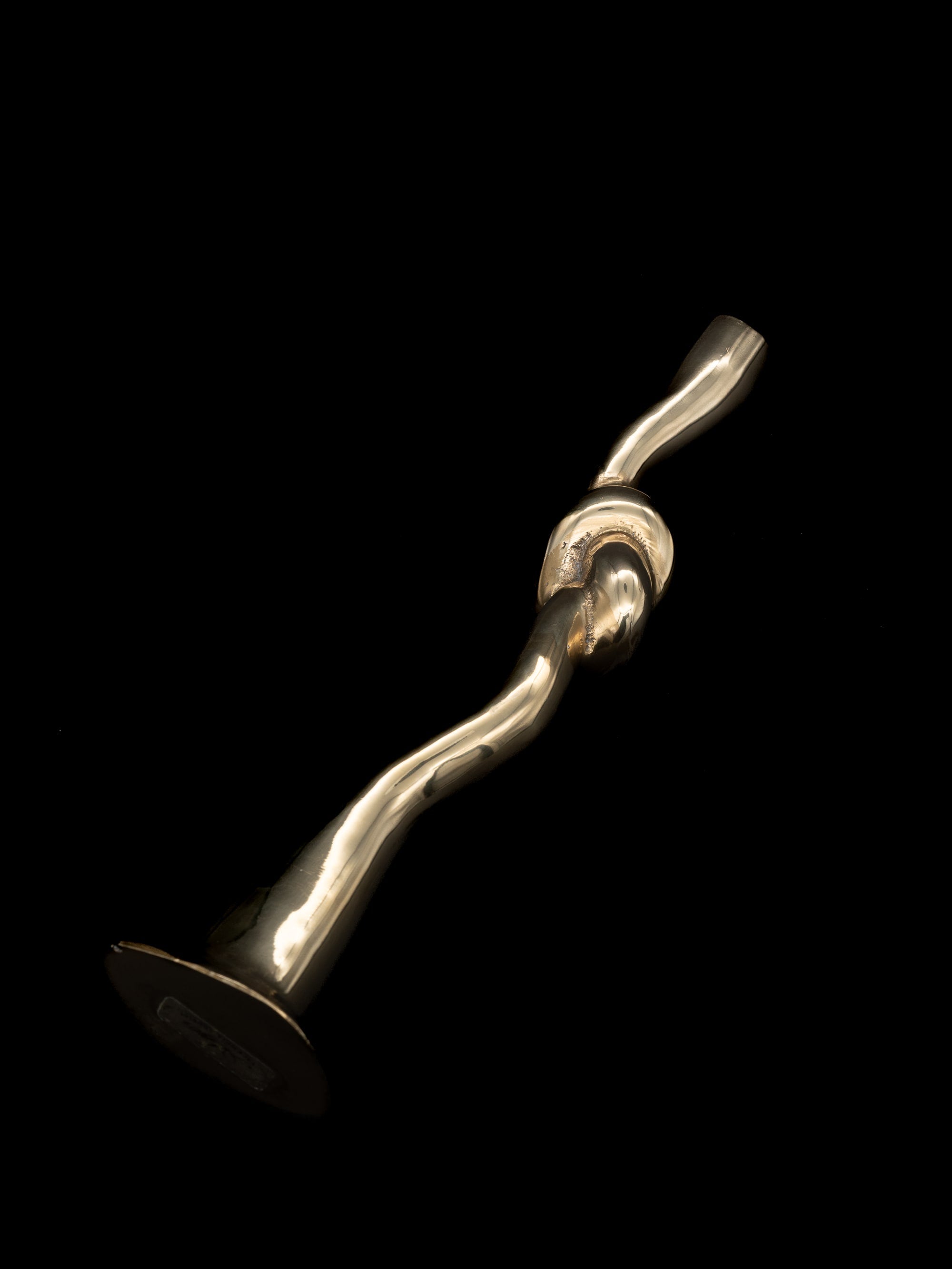 Fluid Knot Candlestick, Spain, c 1970s — top view of polished metal design