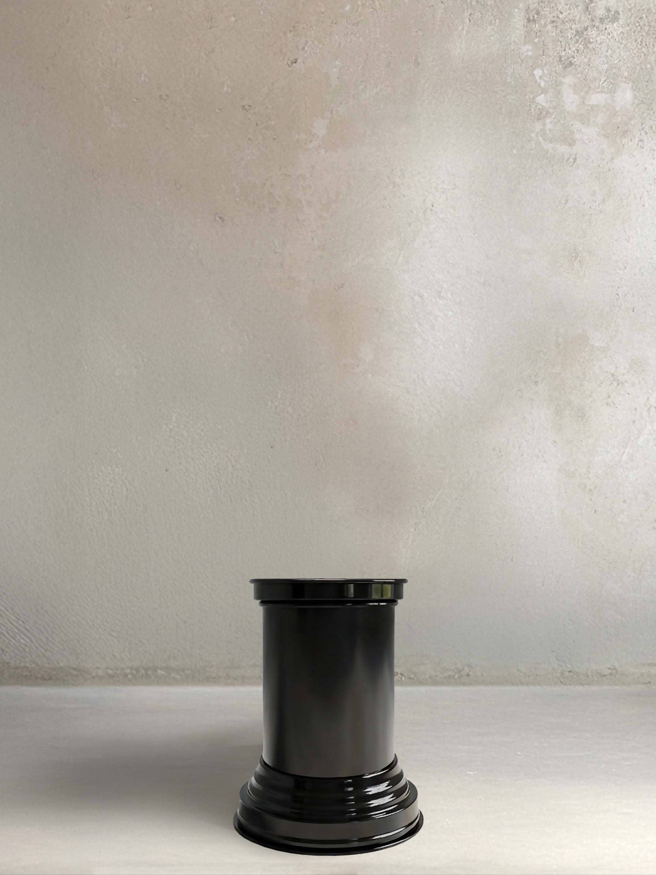 Small Glossy Black Metal Coffee Table in Aluminium — detail view