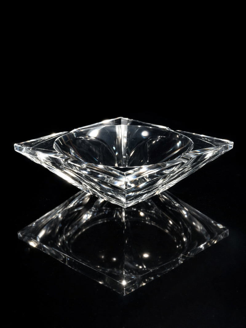 Large Crystal Glass Vide-poches - 1980s by Dodo Vintage | The Oblist — clear glass material