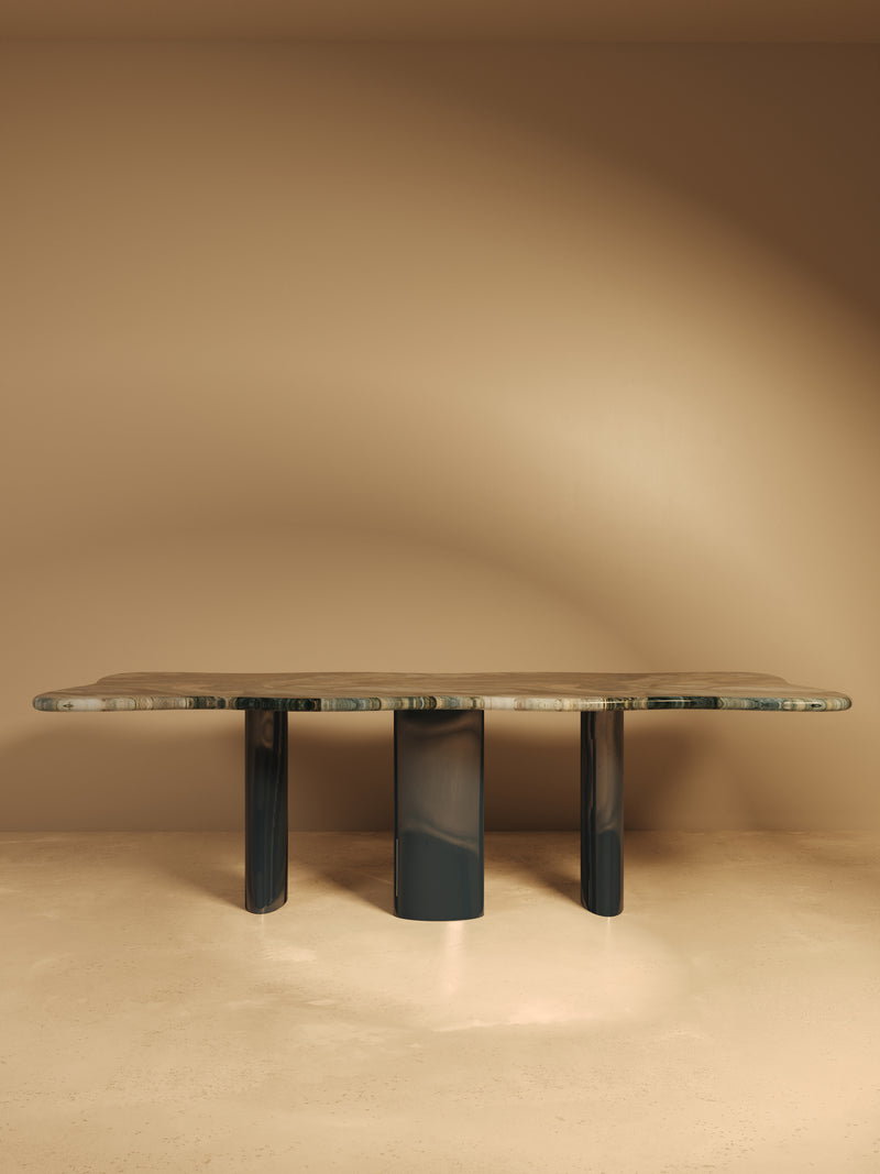 MOJÉ Blue Edition – Glossy Lacquered Base, Quartzite Blue Blend Top — detail view