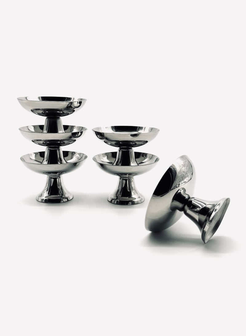 Stainless Steel Ice Coupes Set of Six by LA PARADE | The Oblist — polished stainless steel finish