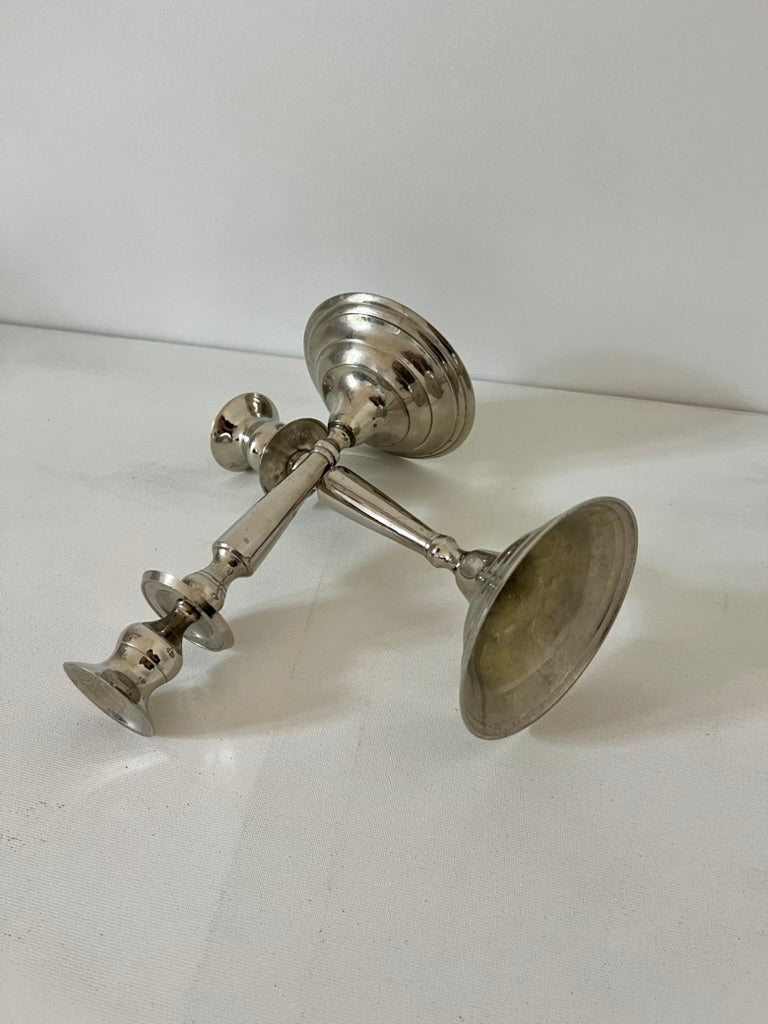 Set of 2 Classic Silver Candle Holders