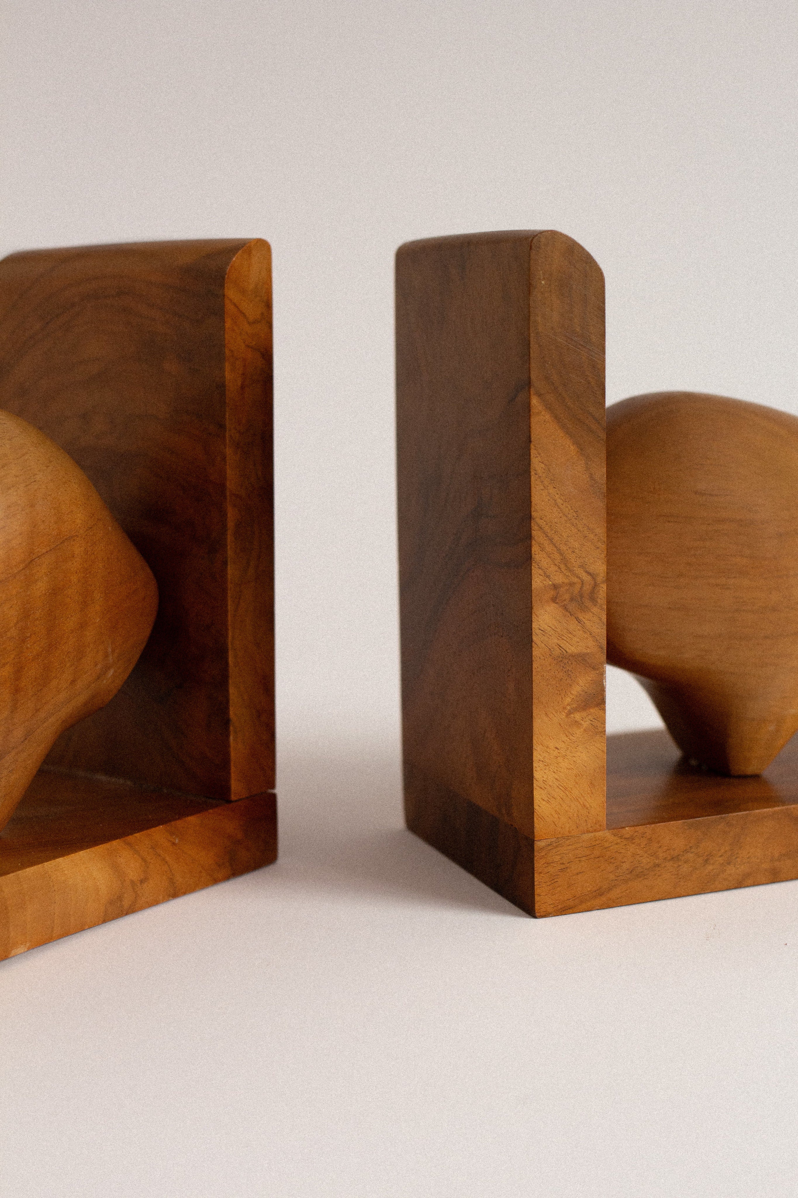 Sculptural Walnut Bookends, Pair — detail view