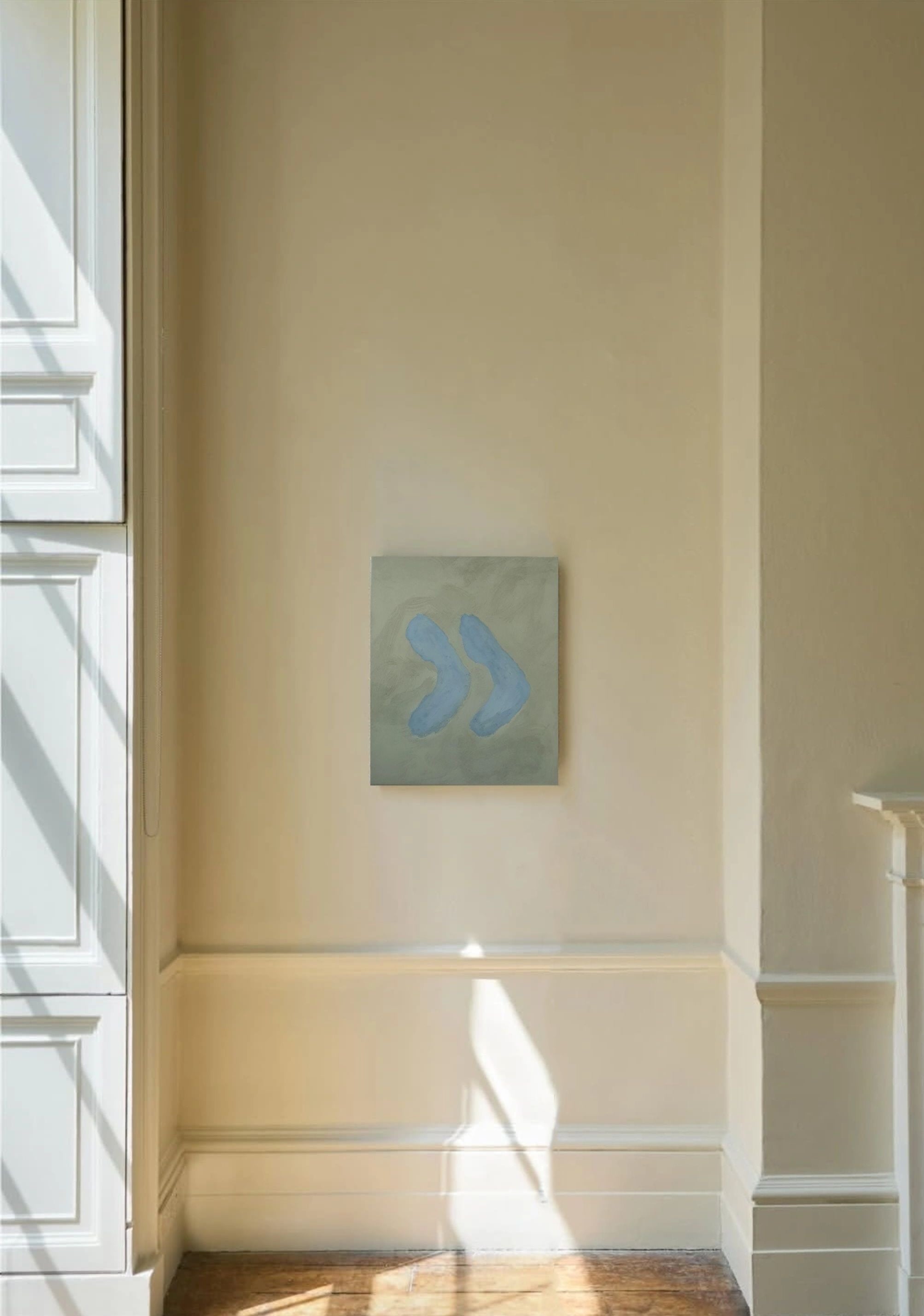 'Underwater dots/cerulean' painting — detail view