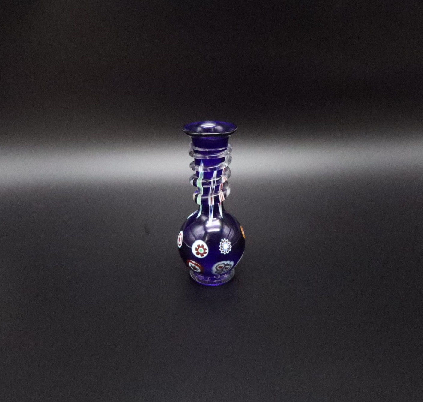 Vintage Murano Millefiori Vase with Cobalt Blue Spiral – 1970s by Forma Finds | The Oblist