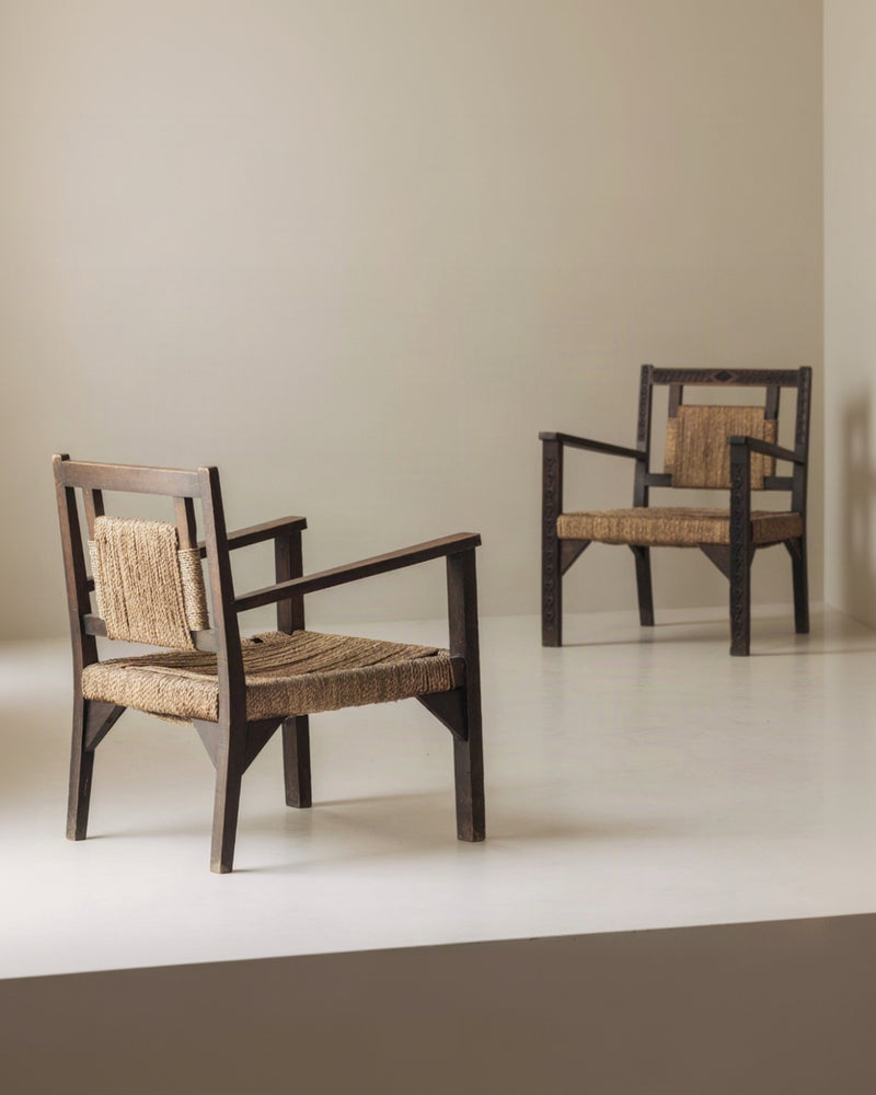 French Modernist Easy Chairs in the Manner of Francis Jourdain, 1940s by Modern Living | The Oblist