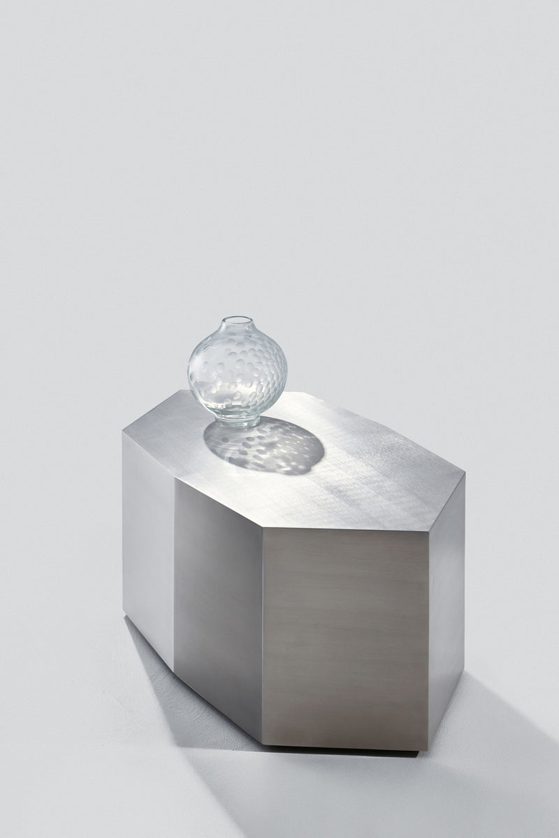 Ame III' Steel Coffee Table by Zoé Wolker Studio | The Oblist — brushed steel finish, modern design