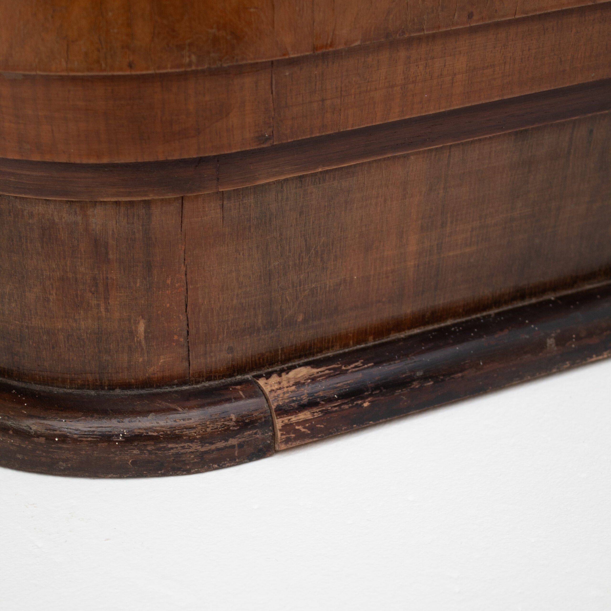 French Art Deco Walnut Pedestal with Open Display Niche, 1930s — close-up