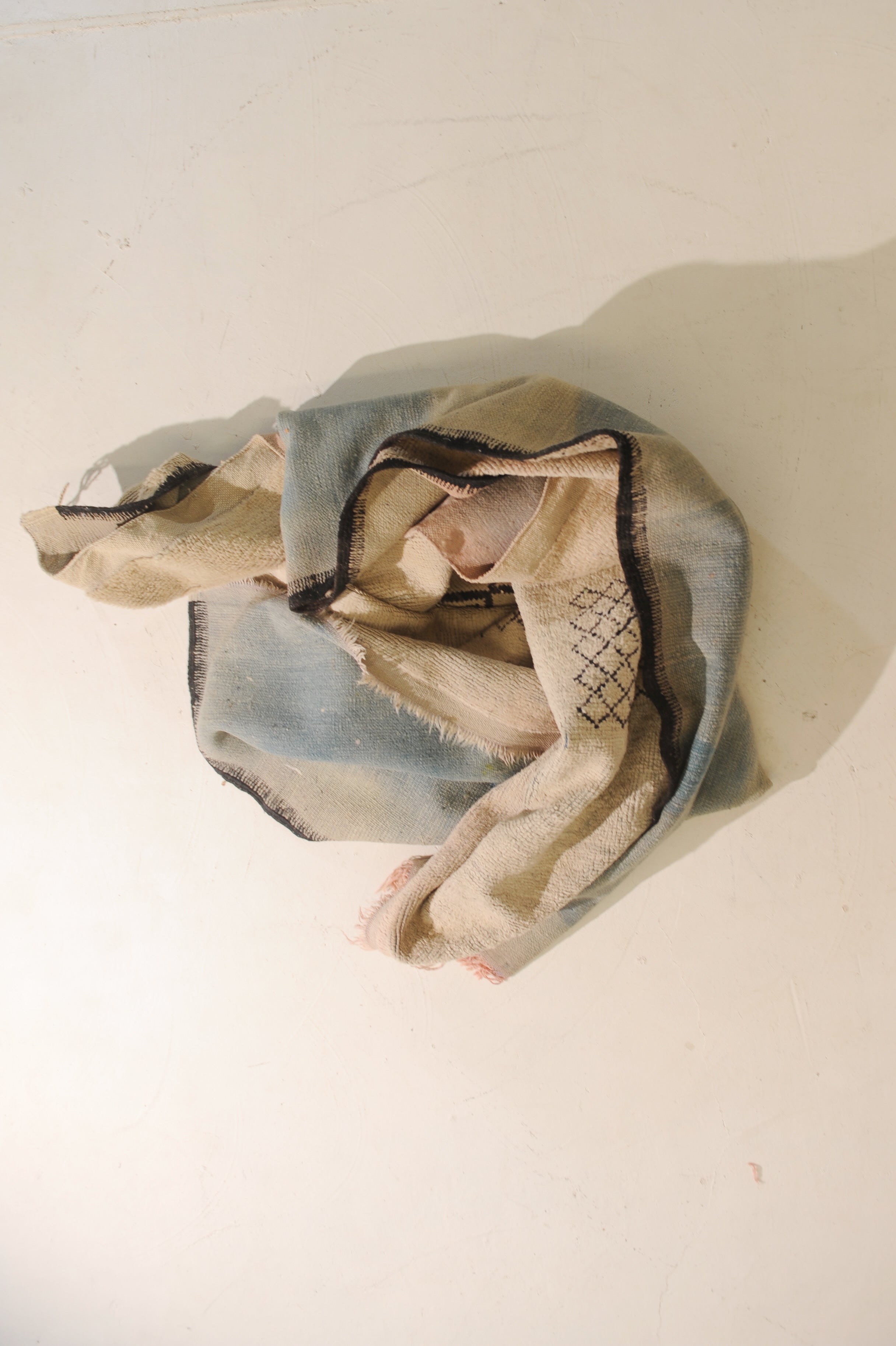 Pistacchio Moroccan Atlas Berber Rug 200x300cm — side angle showing textured fabric details