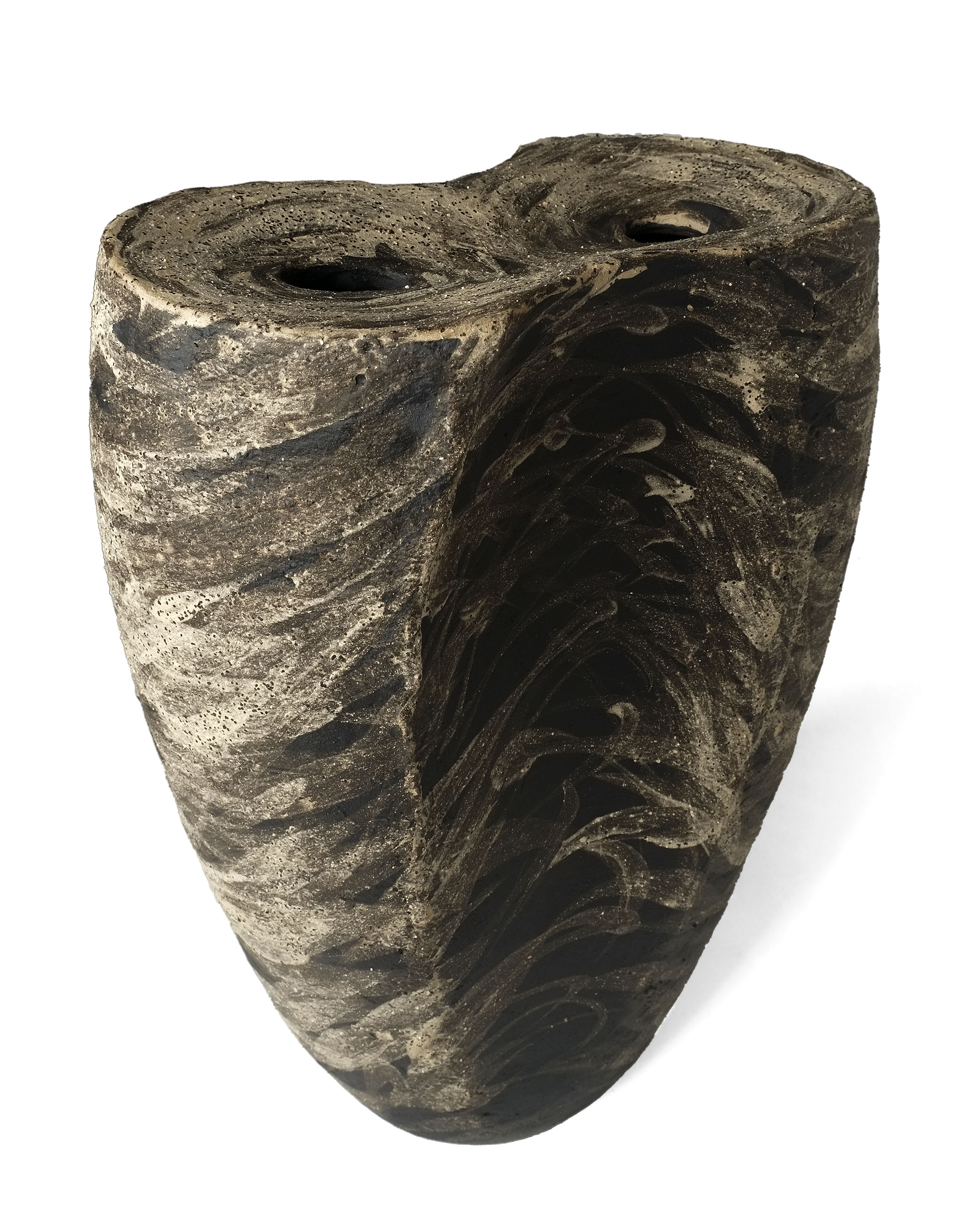 Organic Modernism Vessel in Ceramic - Gestural Earth Collection — side angle