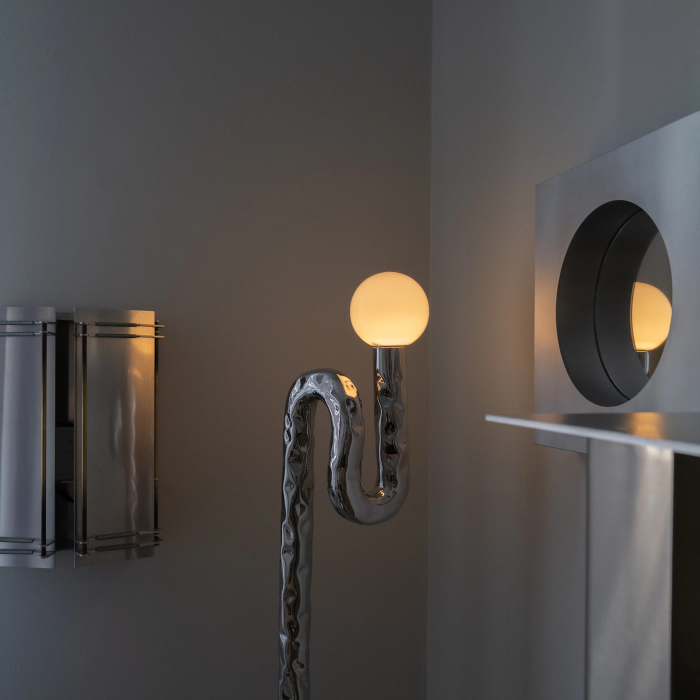 Stainless Steel Floor Lamp - Lasso Series by Nitush Aroosh — close-up