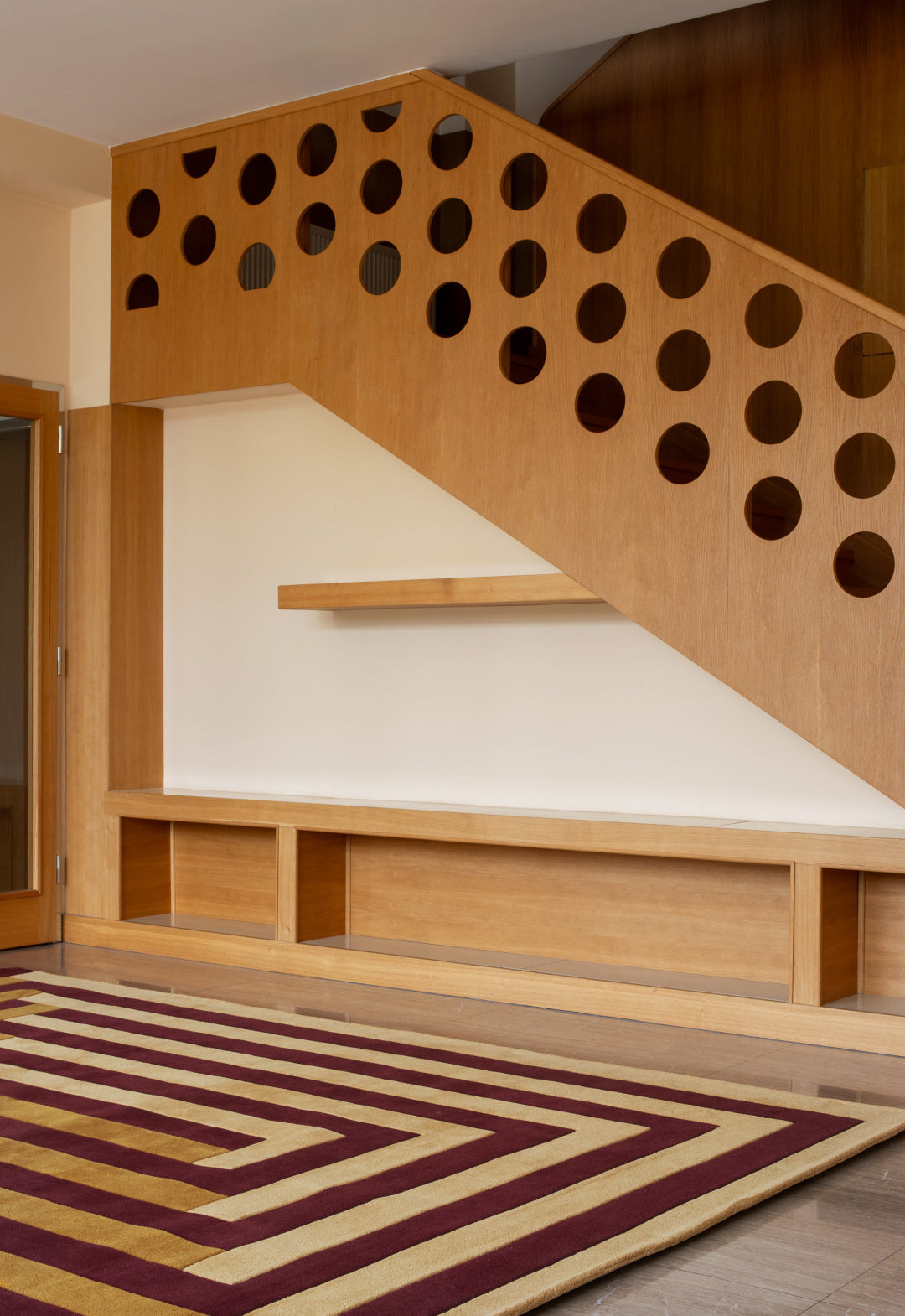 'Labyrinth' Handwoven Wool Rug by Teklan, Mulberry Sand — alternate view