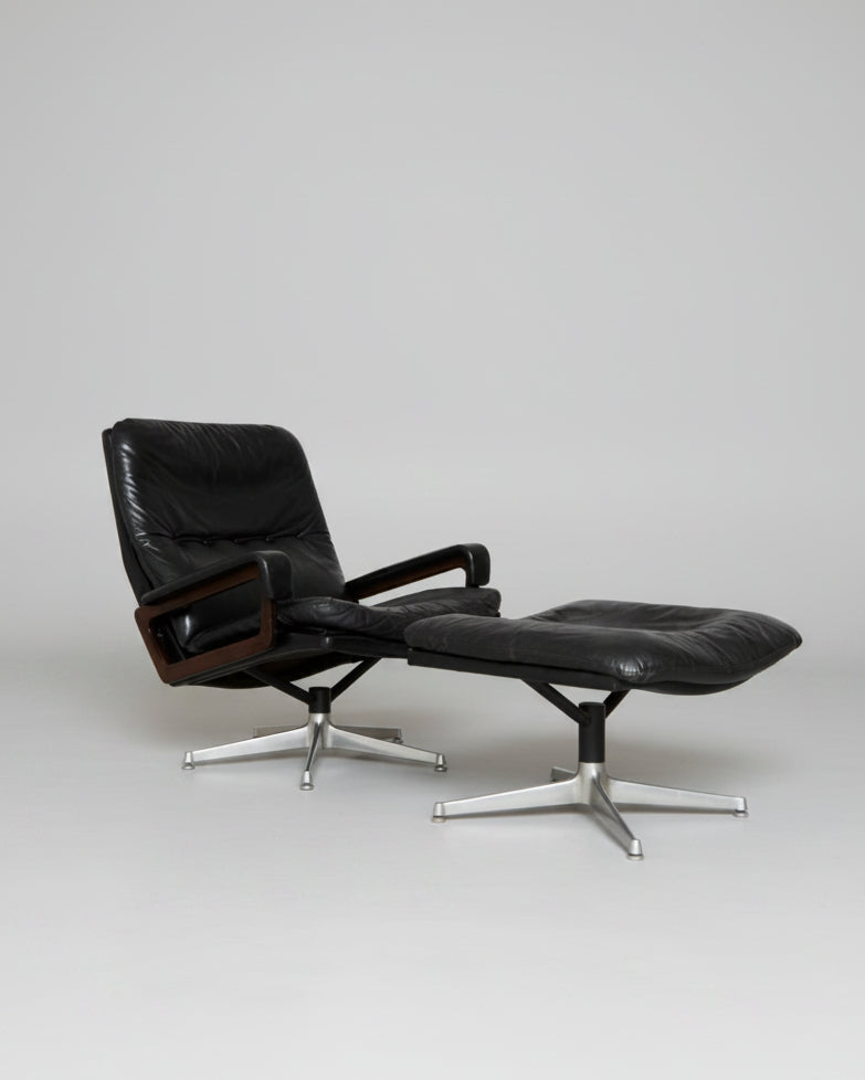 Vintage Lounge Chair & Ottoman by André Vandenbeuck for Strässle — side angle