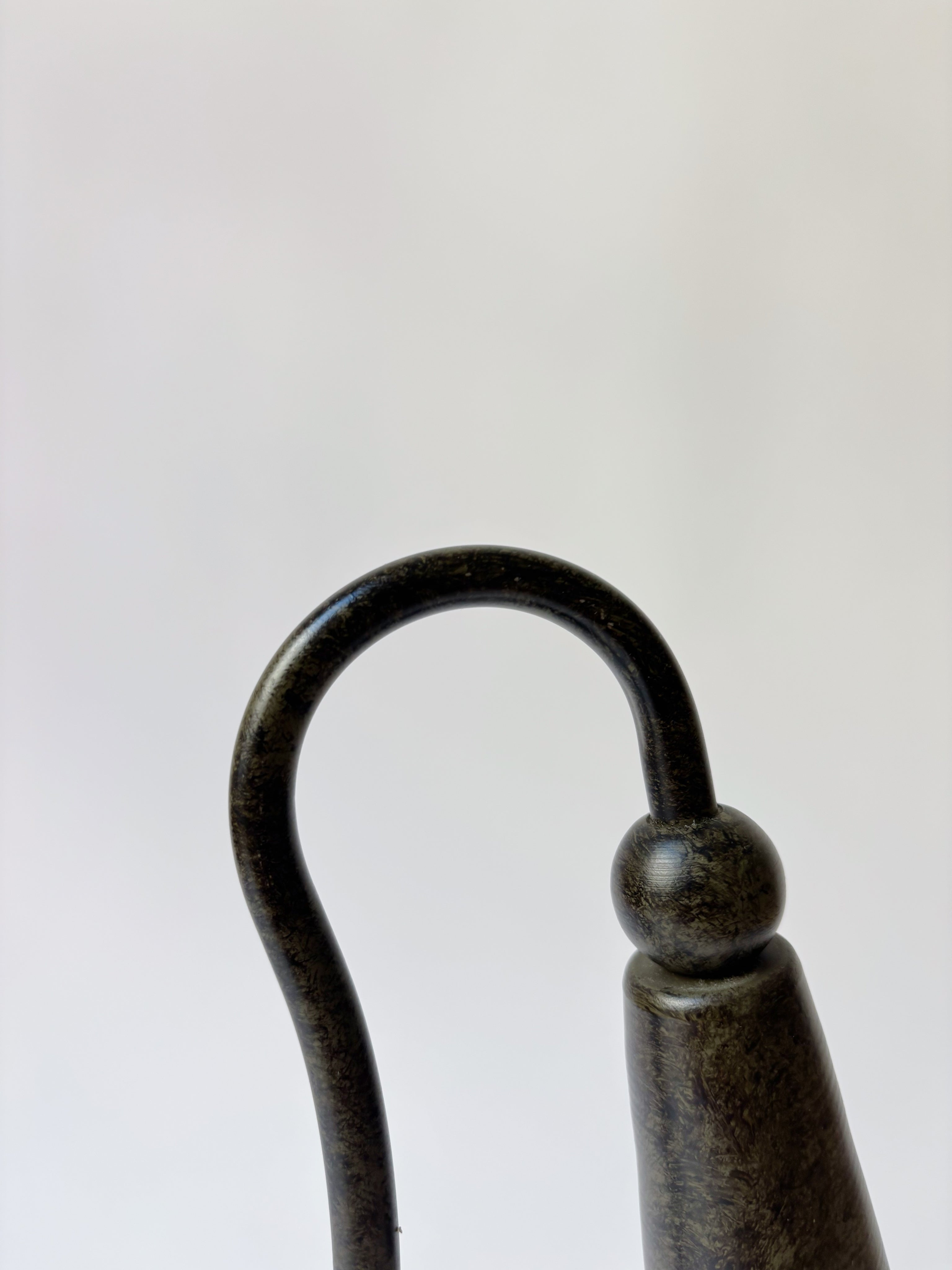Metal Lamp with Glass Shade, Italy c. 1990's — top view of curved metal handle