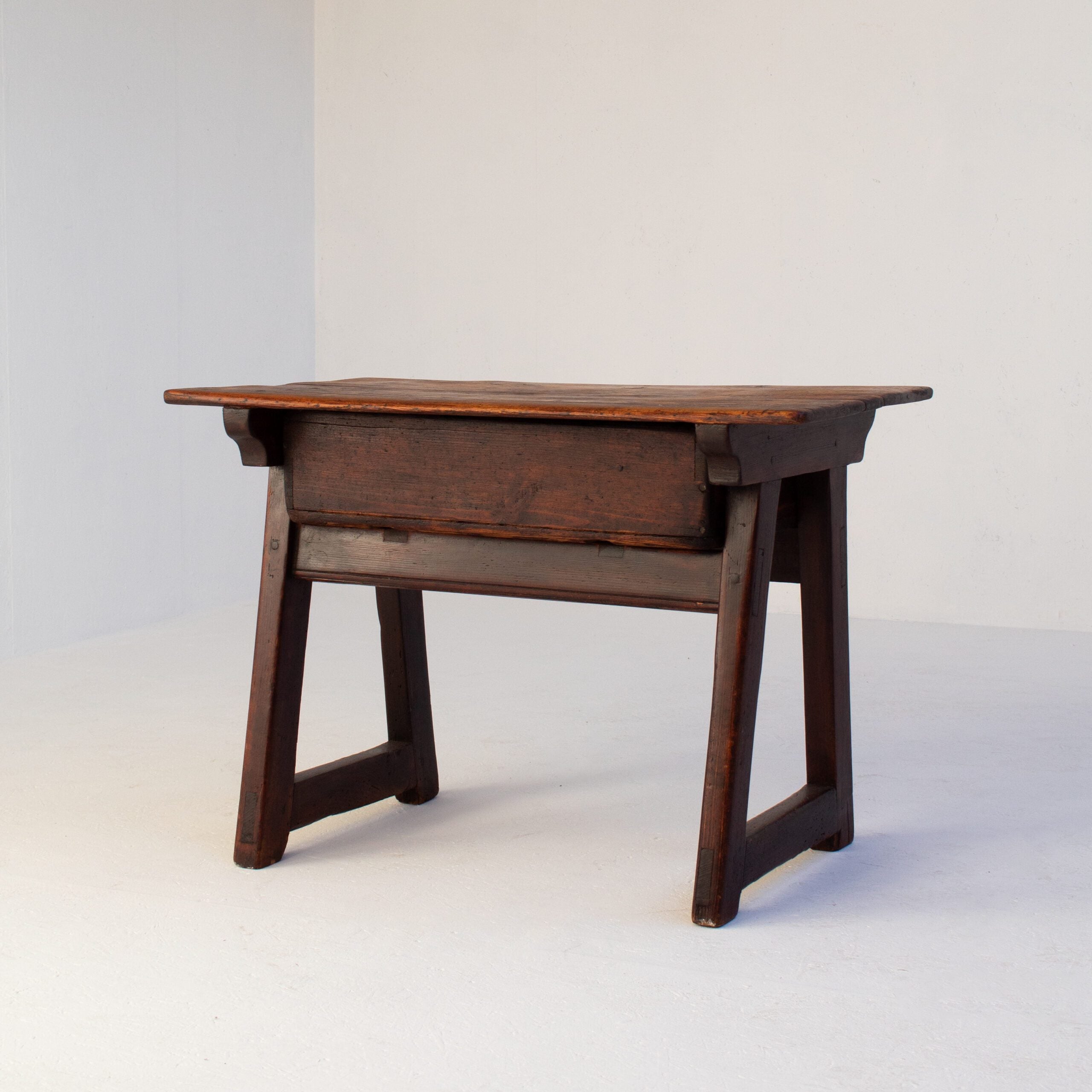 Primitive Solid Wood Side Table — side angle