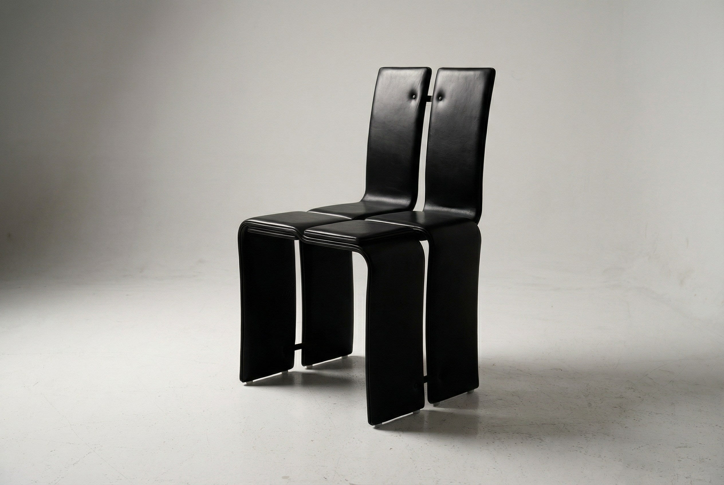Weaving Chair - Leather — side angle showing black leather design