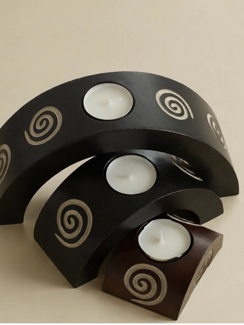 Vintage Candle Holders in Wood - 1970s Germany Collection — lifestyle setting