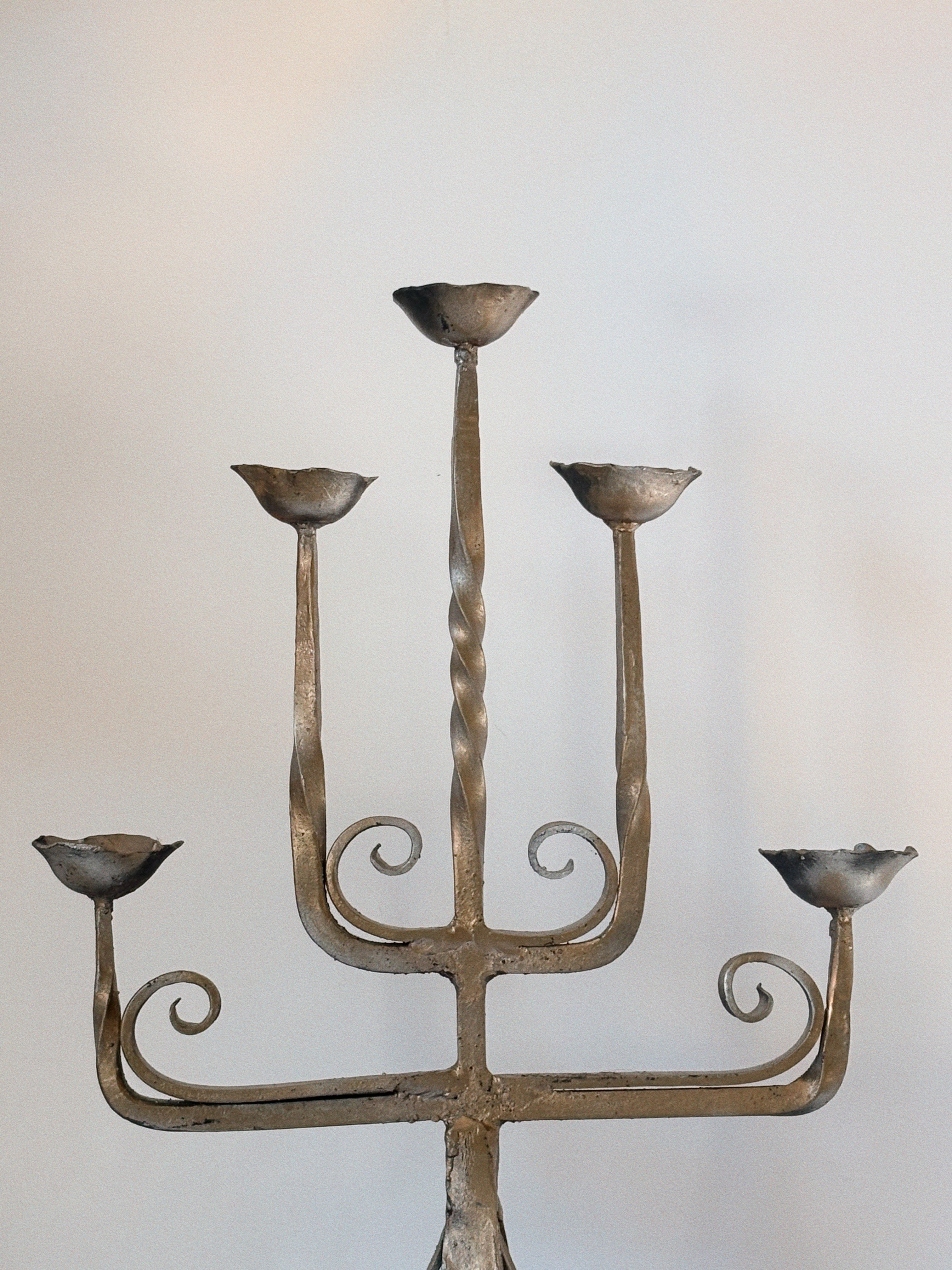 Folk Art 5 Arm Candelabra, Poland — side angle
