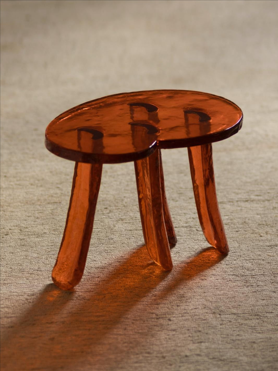 Lung 2.0 Ambar Side Table — back view highlighting amber glass legs