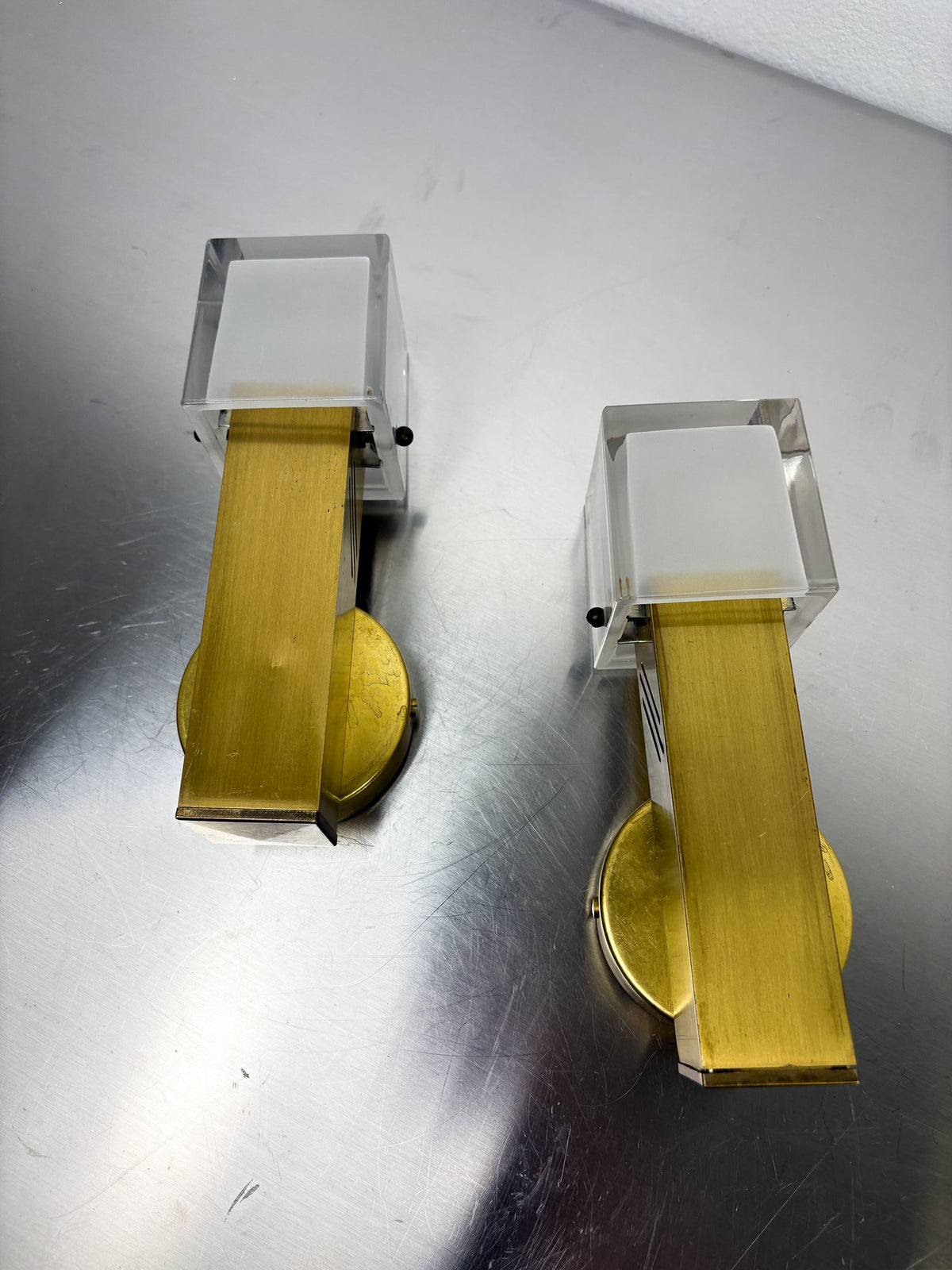 Pair of Cubic Murano Glass Wall Lights by Gaetano Sciolari, Italy 1970s — alternate view