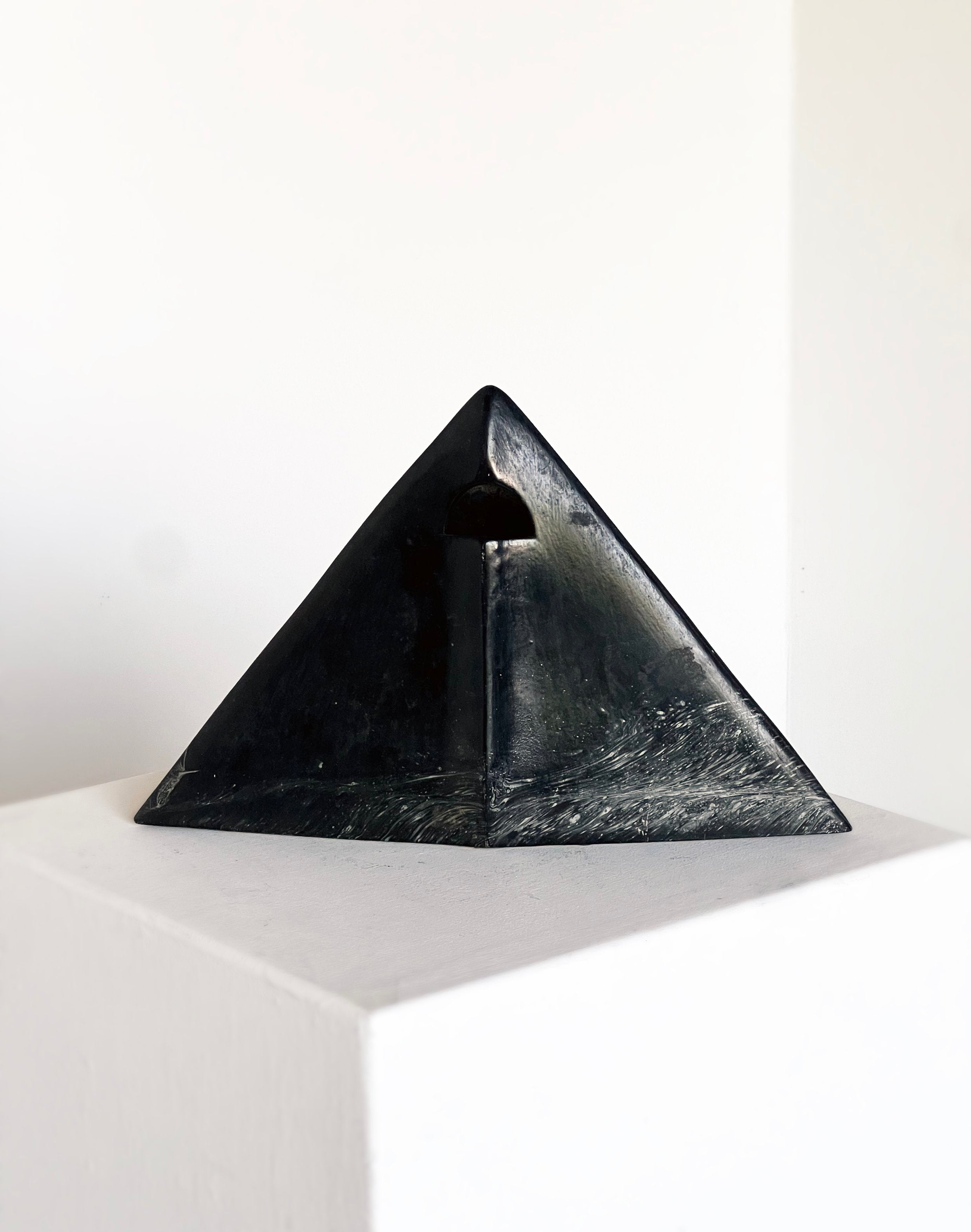 Monochrome Pyramid Vase — side angle