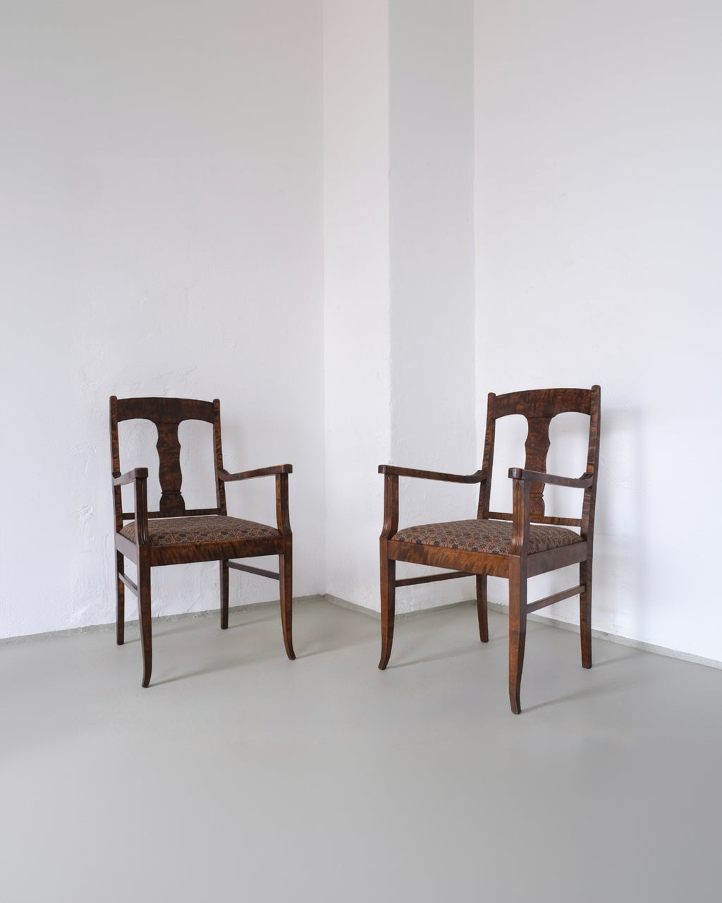 Biedermeier Satin Birch Armchairs | Sweden | Set of 2 by Veter Vintage | The Oblist