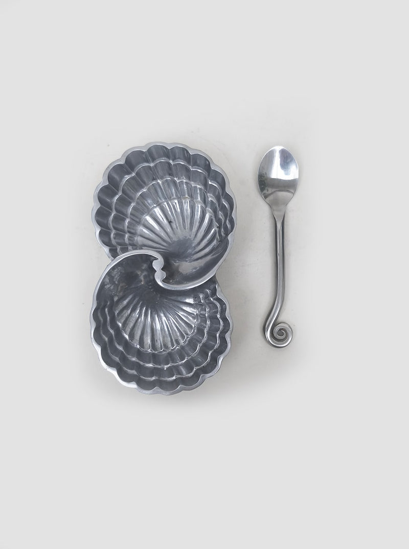 Vintage Shell Salt Cellar by Les Objoies | The Oblist — silver metal, handcrafted