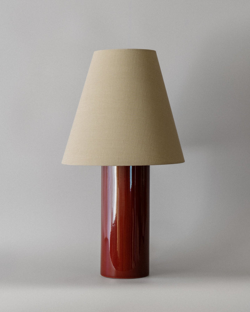 Giro" Table Lamp - Oxblood & Beige by mattina moderna | The Oblist — ceramic base, fabric shade