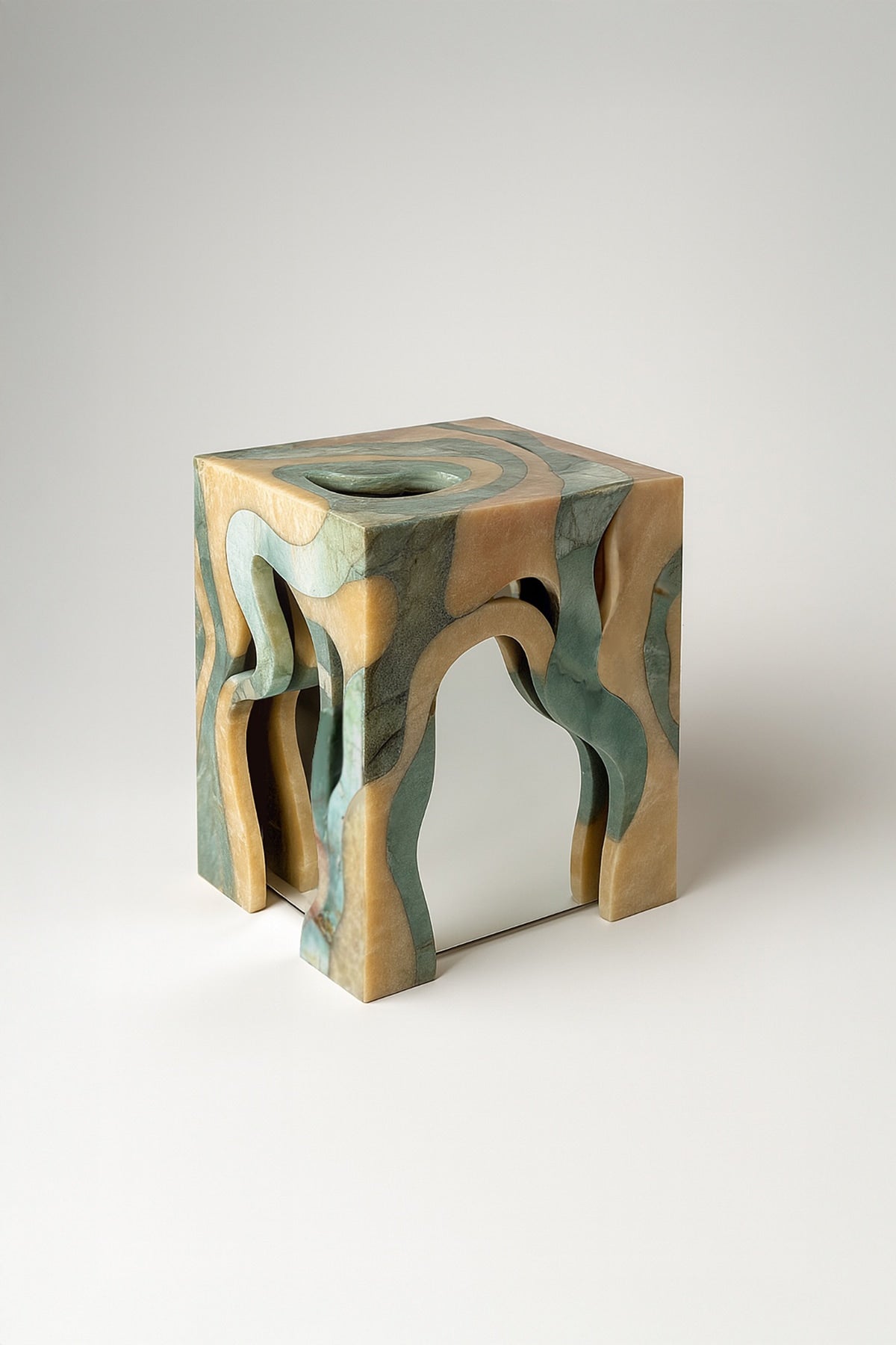 'Orbis' Marble Stool/Side Table — close-up