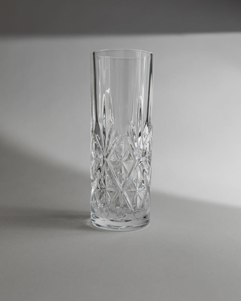 Crystal glass with cut pattern detail from 1970s Italian set