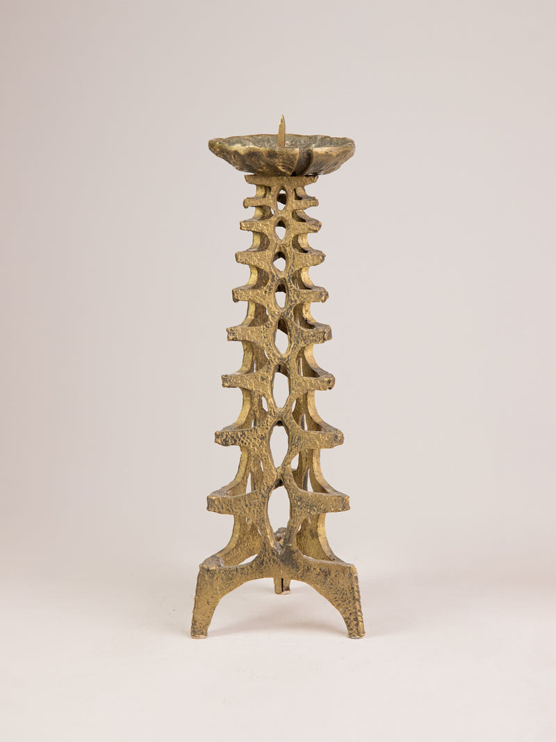 Tall Brutalist Bronze Floor Candleholder by Studio Ecubed | The Oblist — handcrafted bronze design