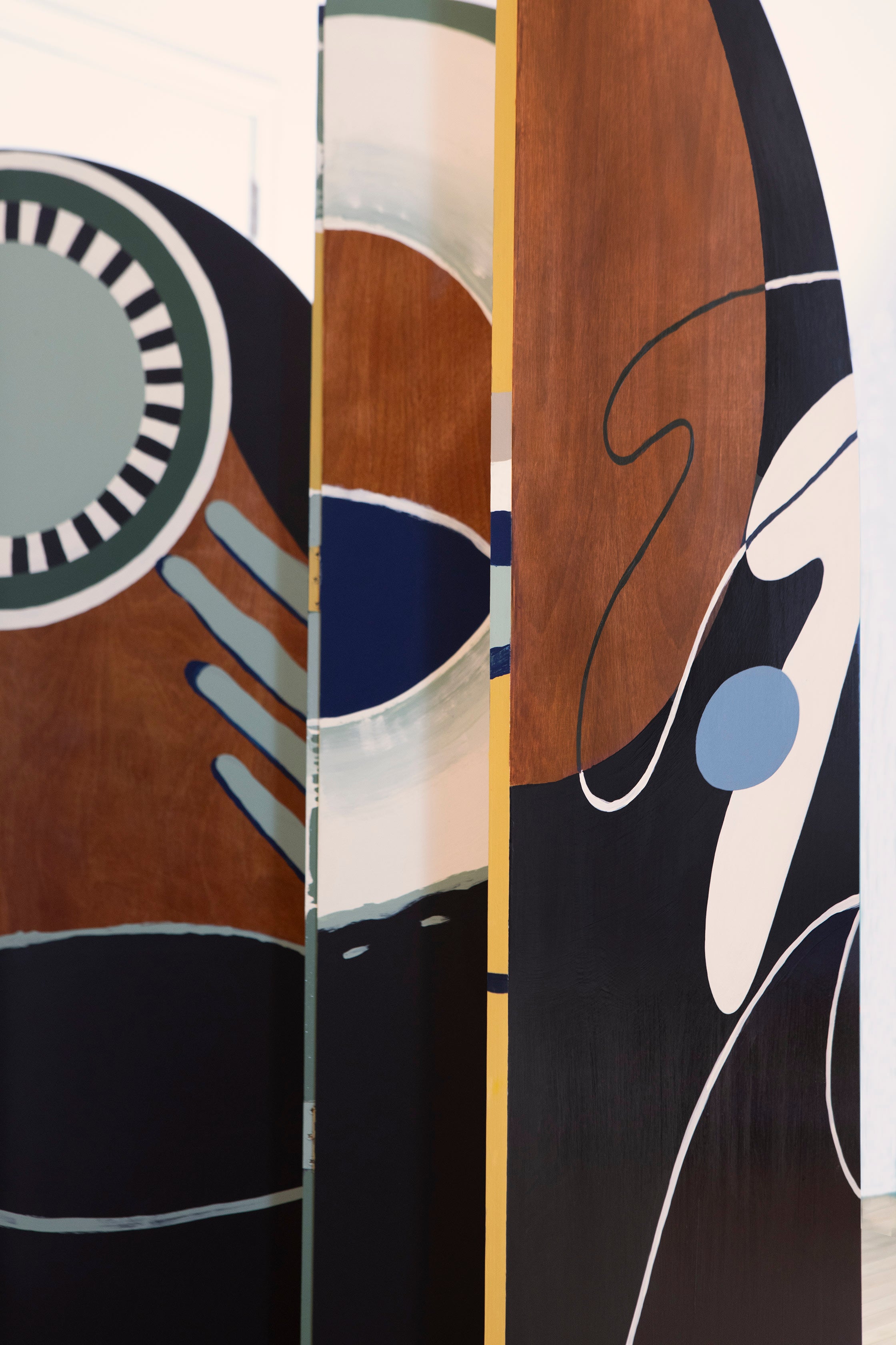 Circular Motion Screen- Hand Painted Wooden Screen — lifestyle setting