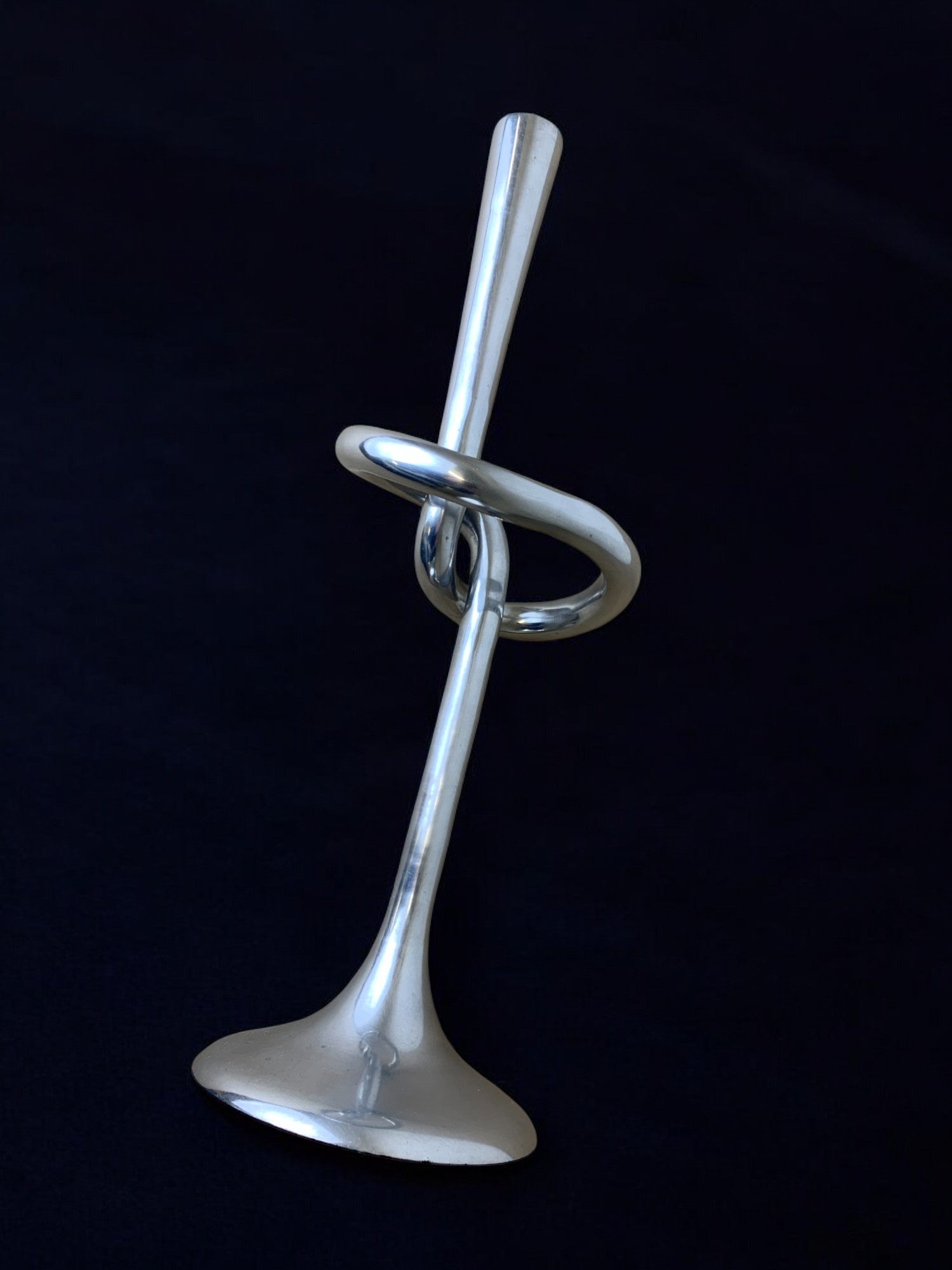 XL knotted candlestick in Solid aluminum, Italy, 1980's — detail view