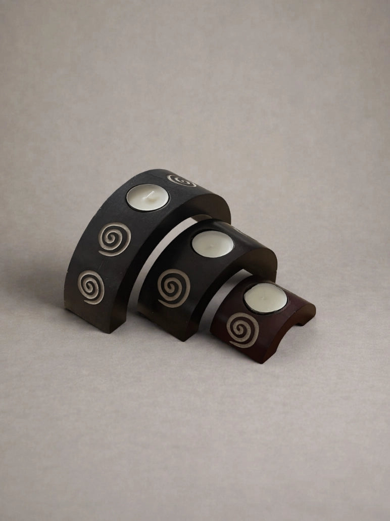 Vintage Candle Holders in Wood - 1970s Germany Collection — close-up