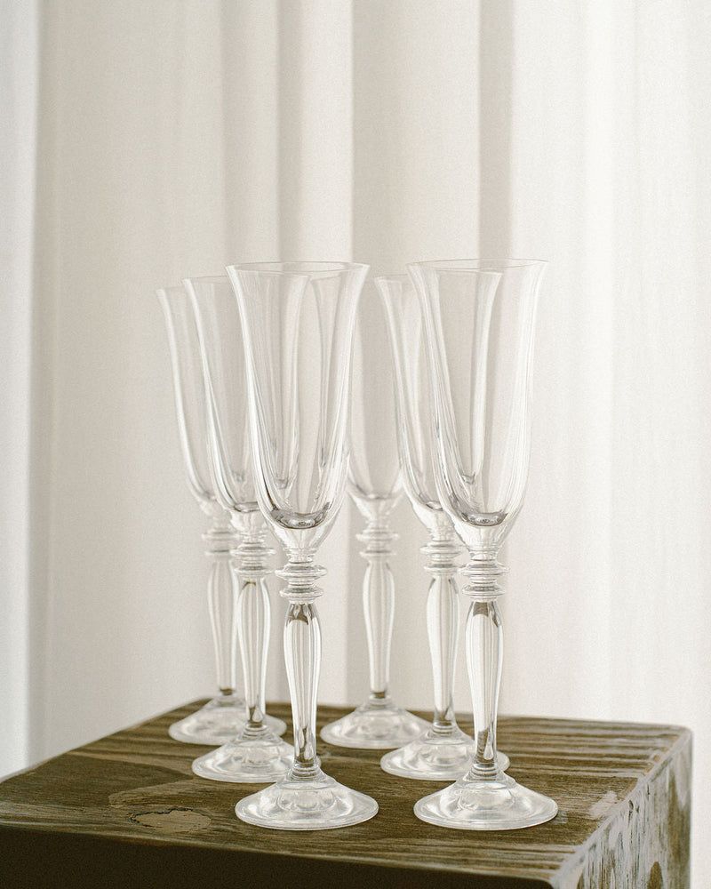 Vintage Champagne Flutes by Arcā Collections | The Oblist — clear glass, handcrafted