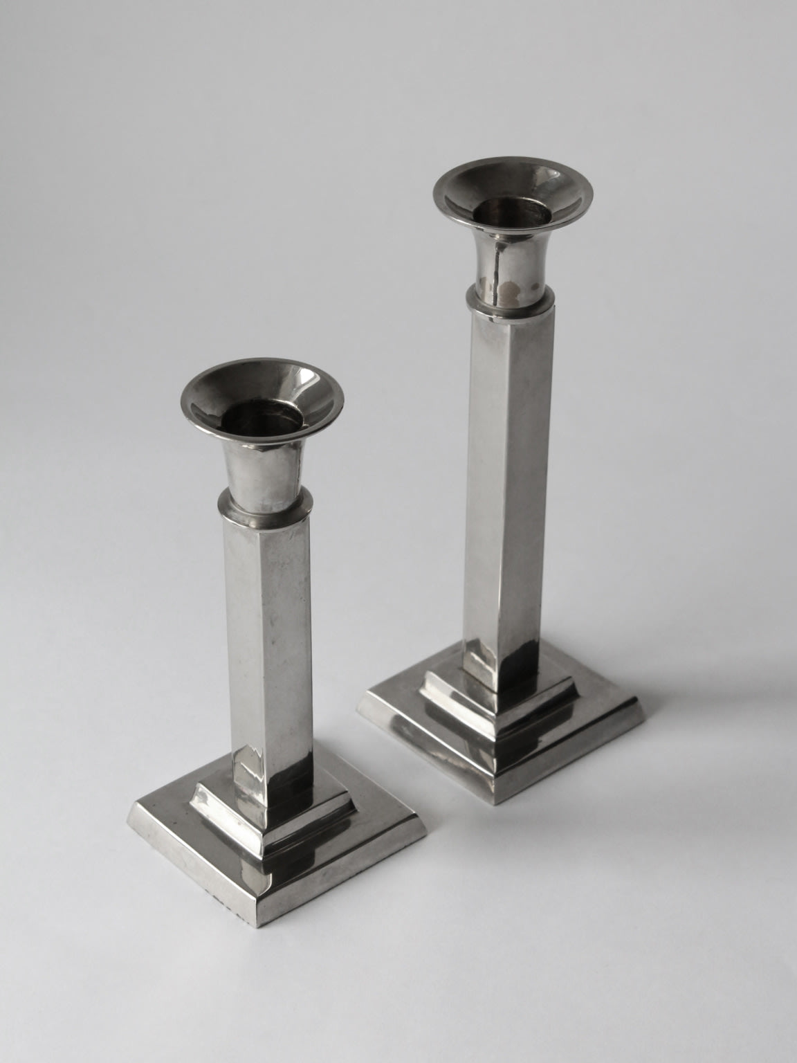 Art Deco Silver Plated Candleholders Set