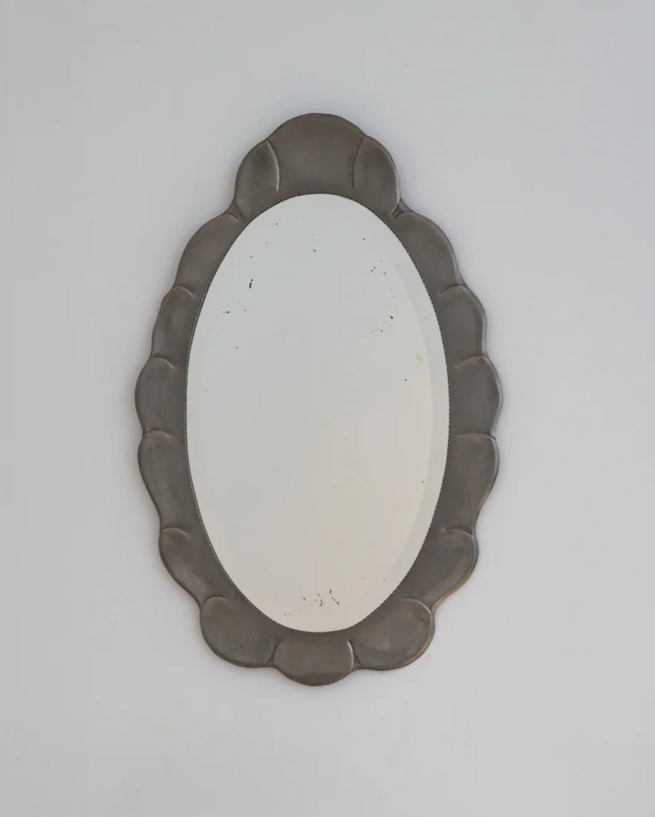 Jugend–Art Deco Pewter Mirror