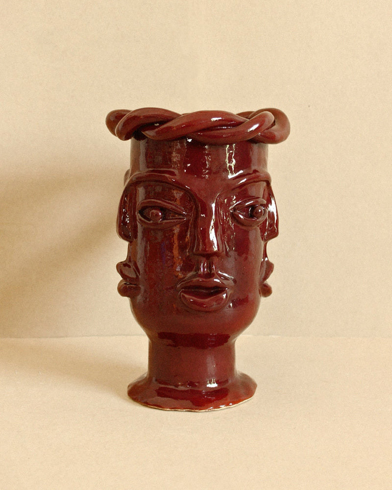 Luzi Vessel (Oxblood) — front view highlighting glossy ceramic finish