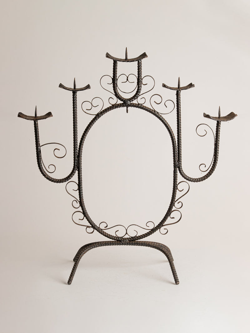 French Scroll Wrought Iron 5 Arm Candelabra by Studio Ecubed | The Oblist
