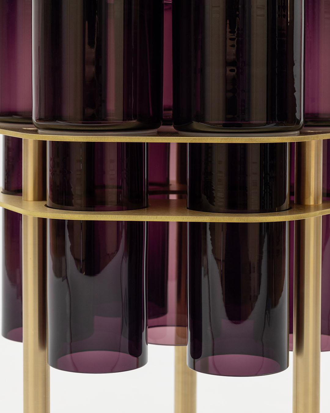 SkLO Field 7 Side Table - Olivin Glass , Brushed Brass — close-up