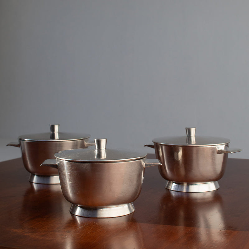Arthur Krupp Milano Silver Plated Bowls Set — close-up of polished silver bowls on wooden table