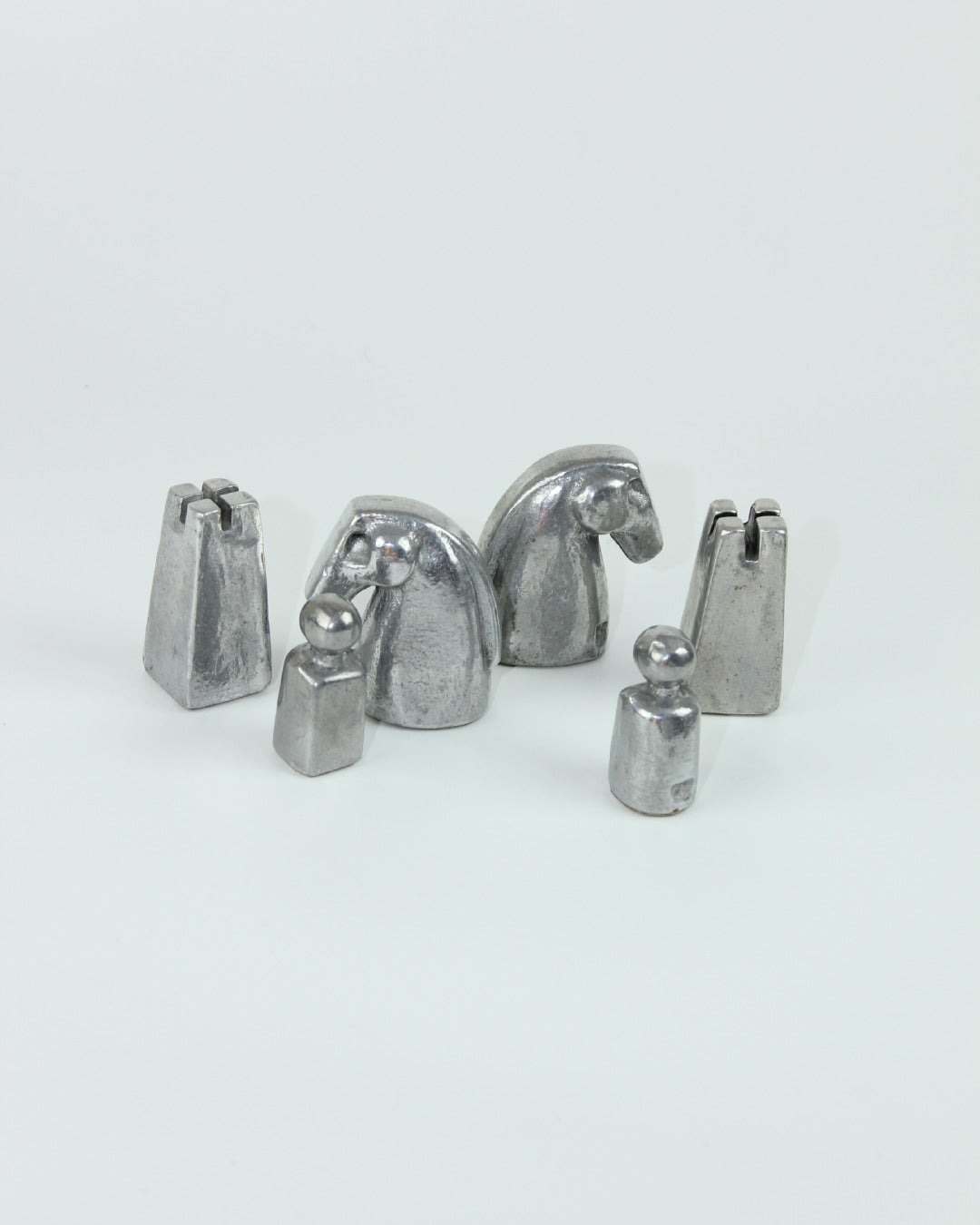 70's Brutalist Chess Set — close-up
